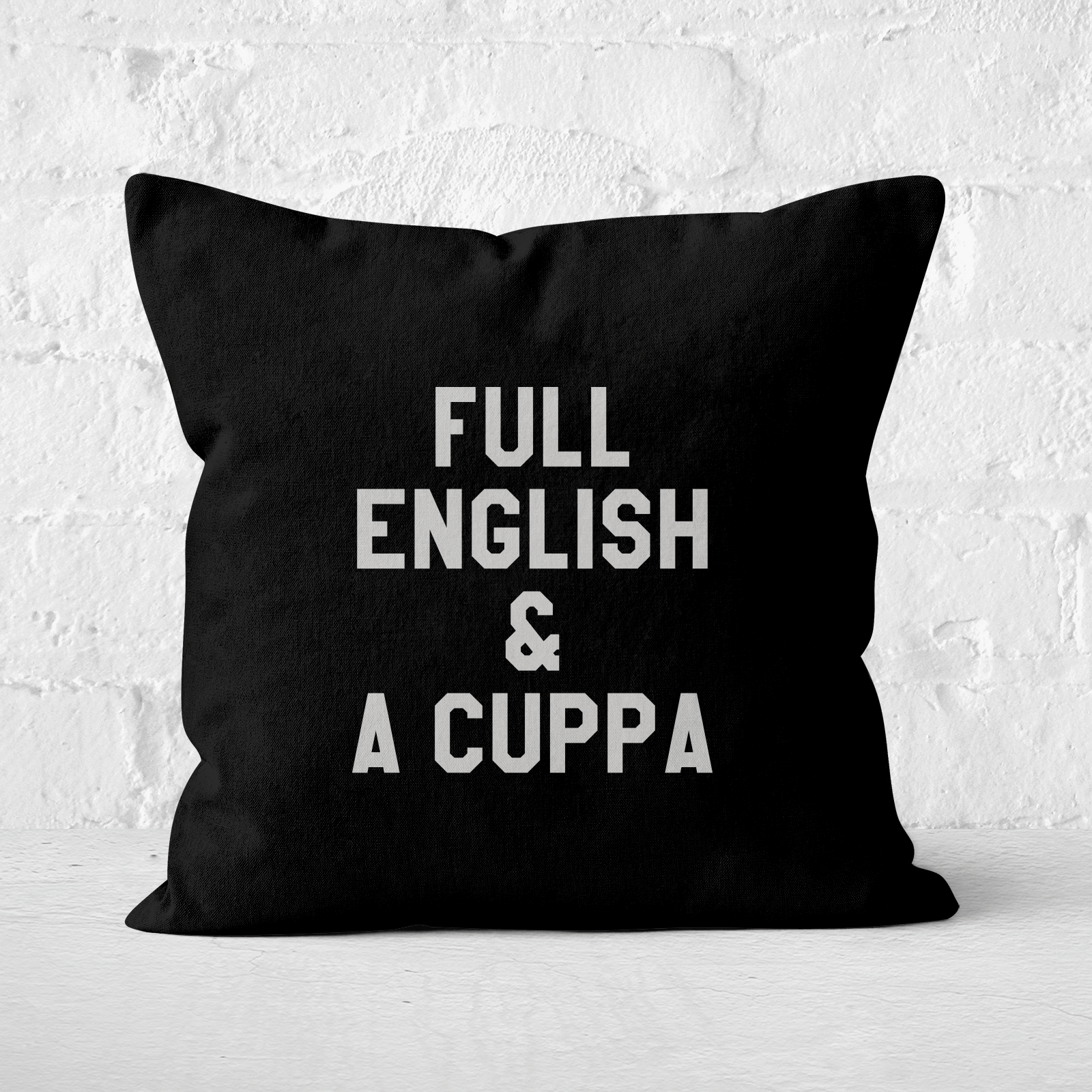 Full English And A Cuppa Square Cushion - 60x60cm - Soft Touch