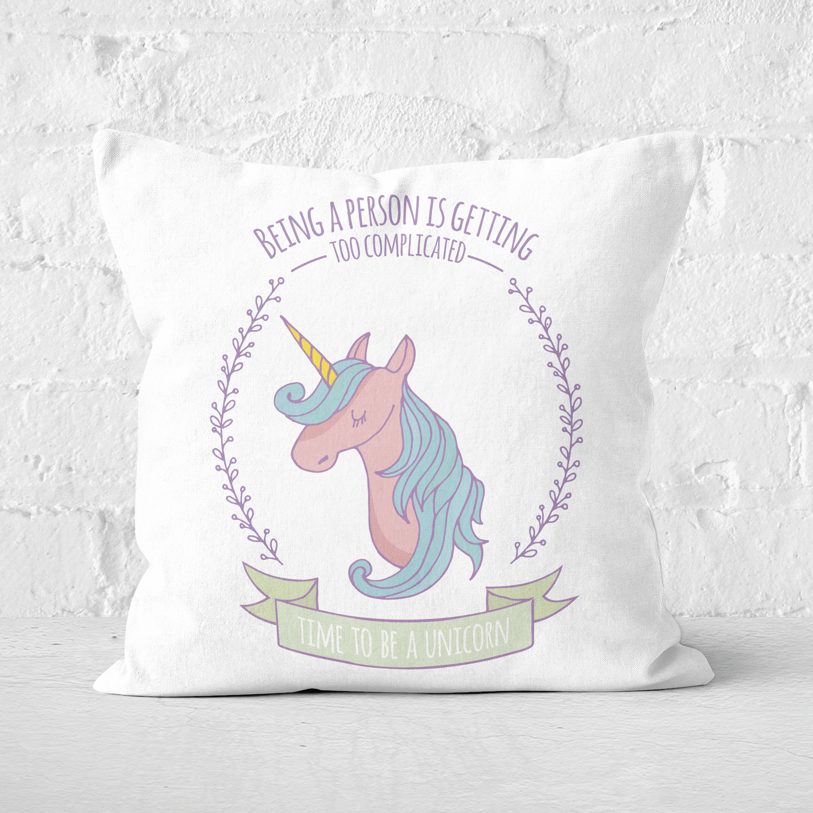 Time To Be A Unicorn Square Cushion - 60x60cm - Soft Touch