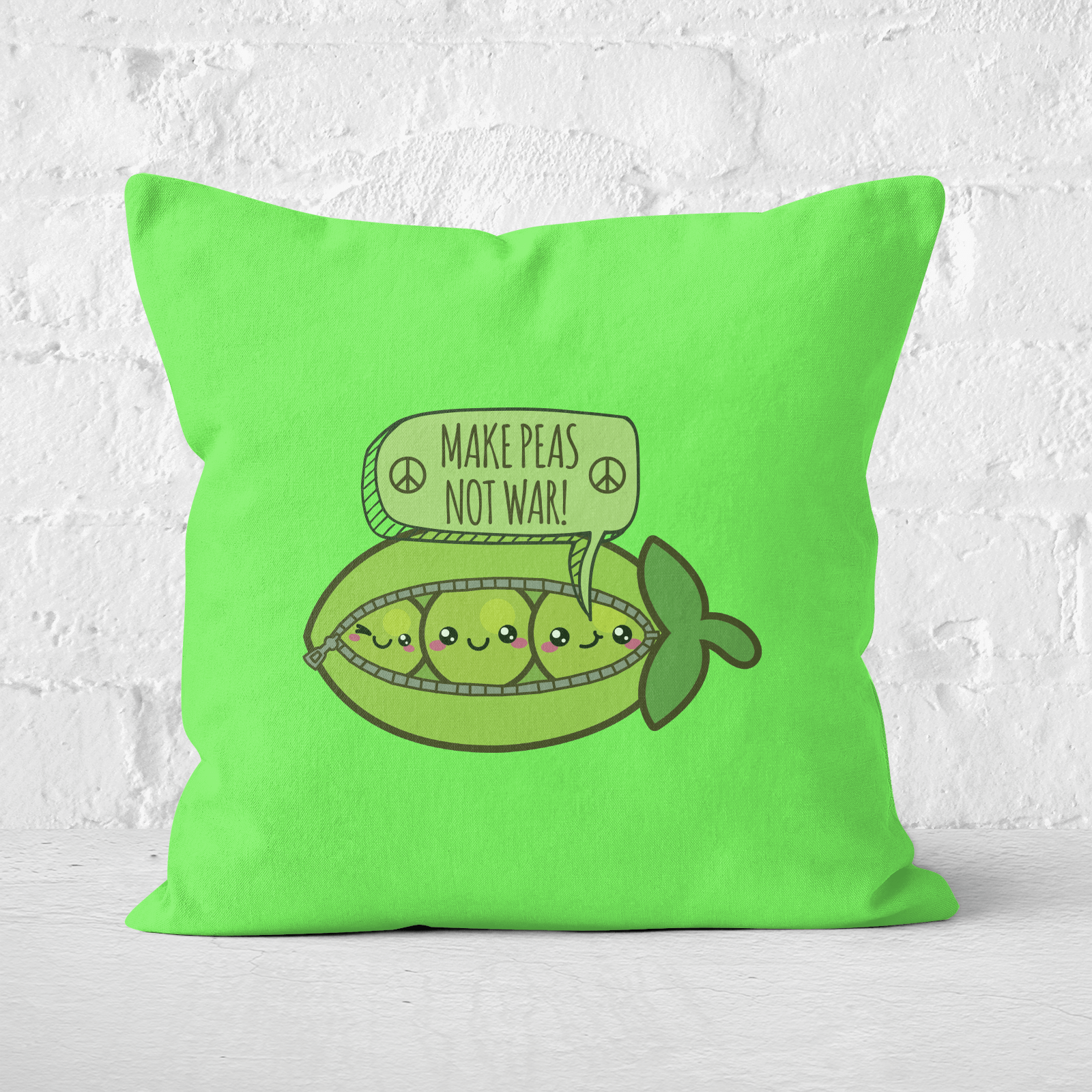 Makes Peas Not War Square Cushion - 60x60cm - Soft Touch