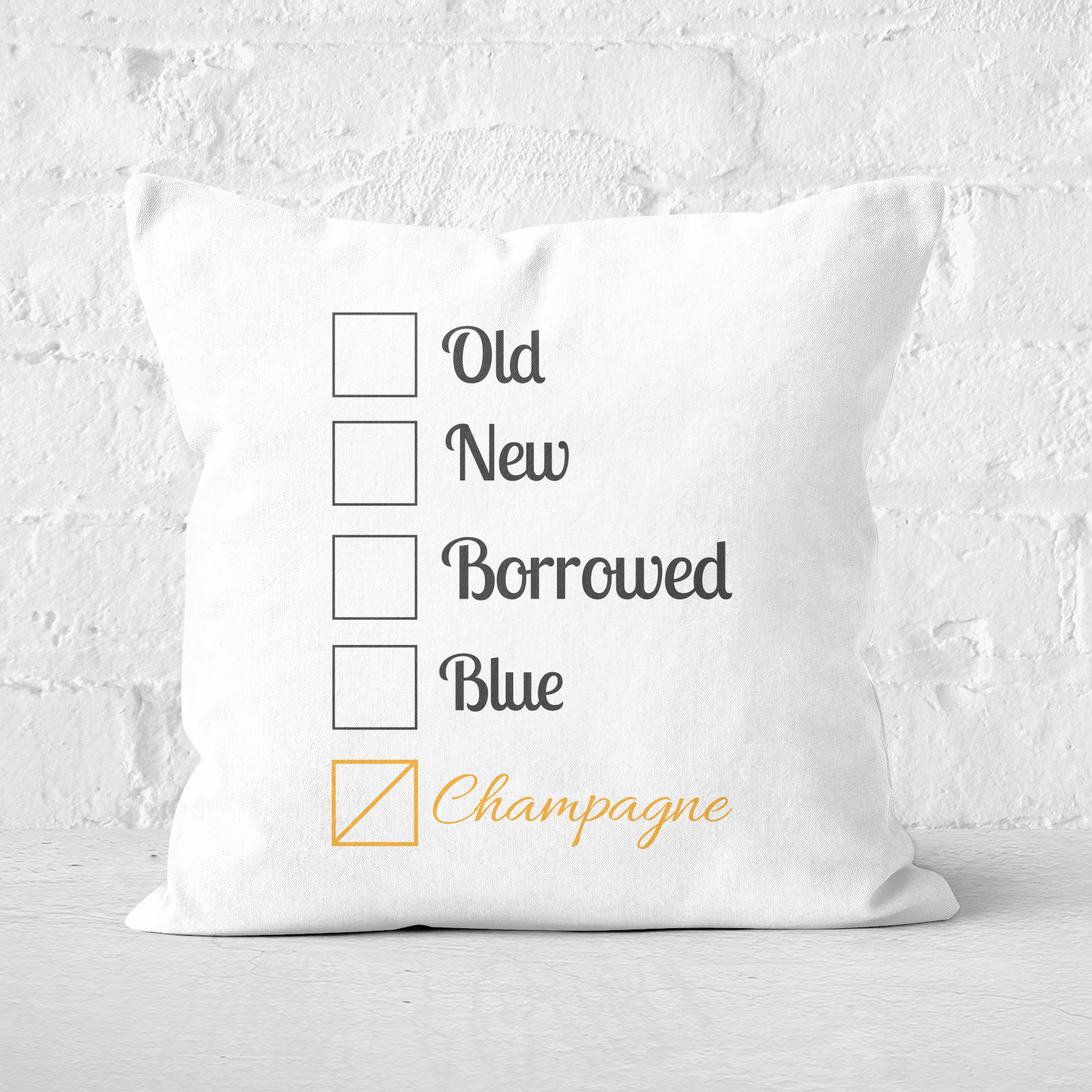 Champagne Tick Box Square Cushion - 40x40cm - Soft Touch