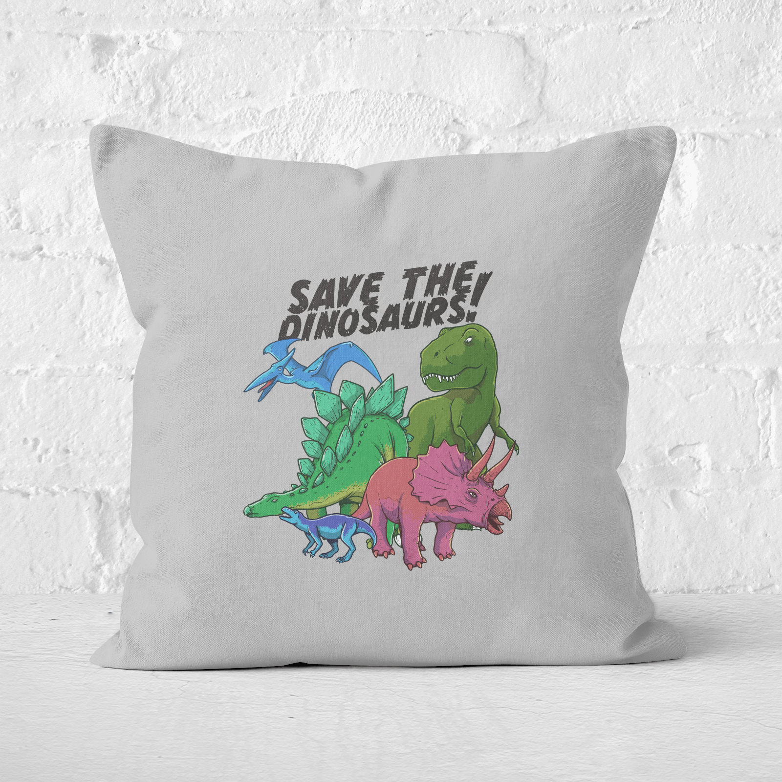 Save The Dinosaurs Square Cushion - 60x60cm - Soft Touch