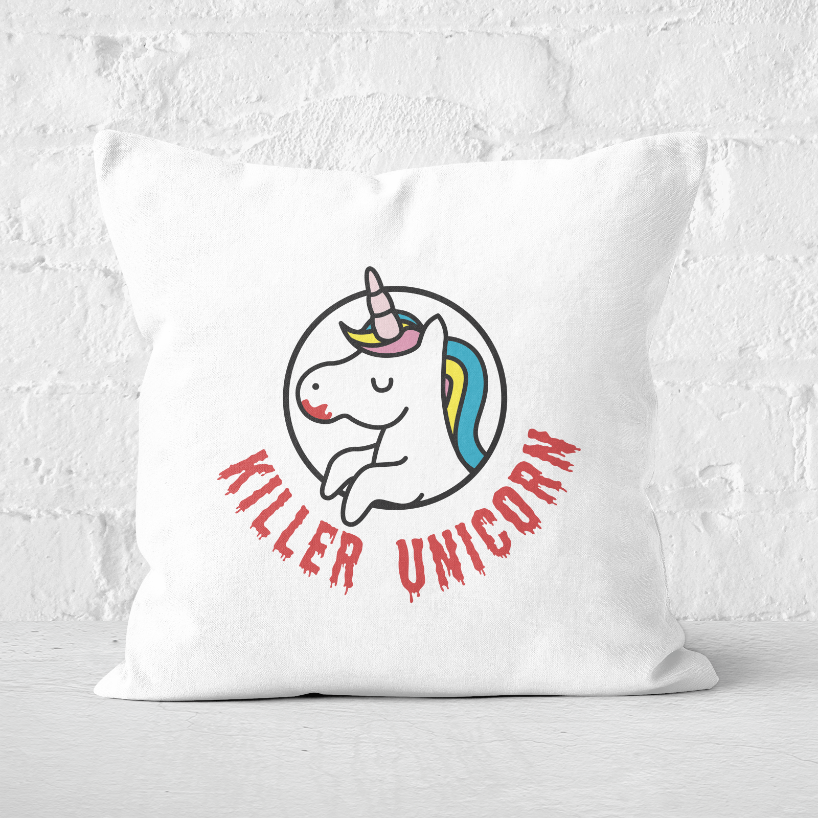 Killer Unicorn Square Cushion - 60x60cm - Soft Touch