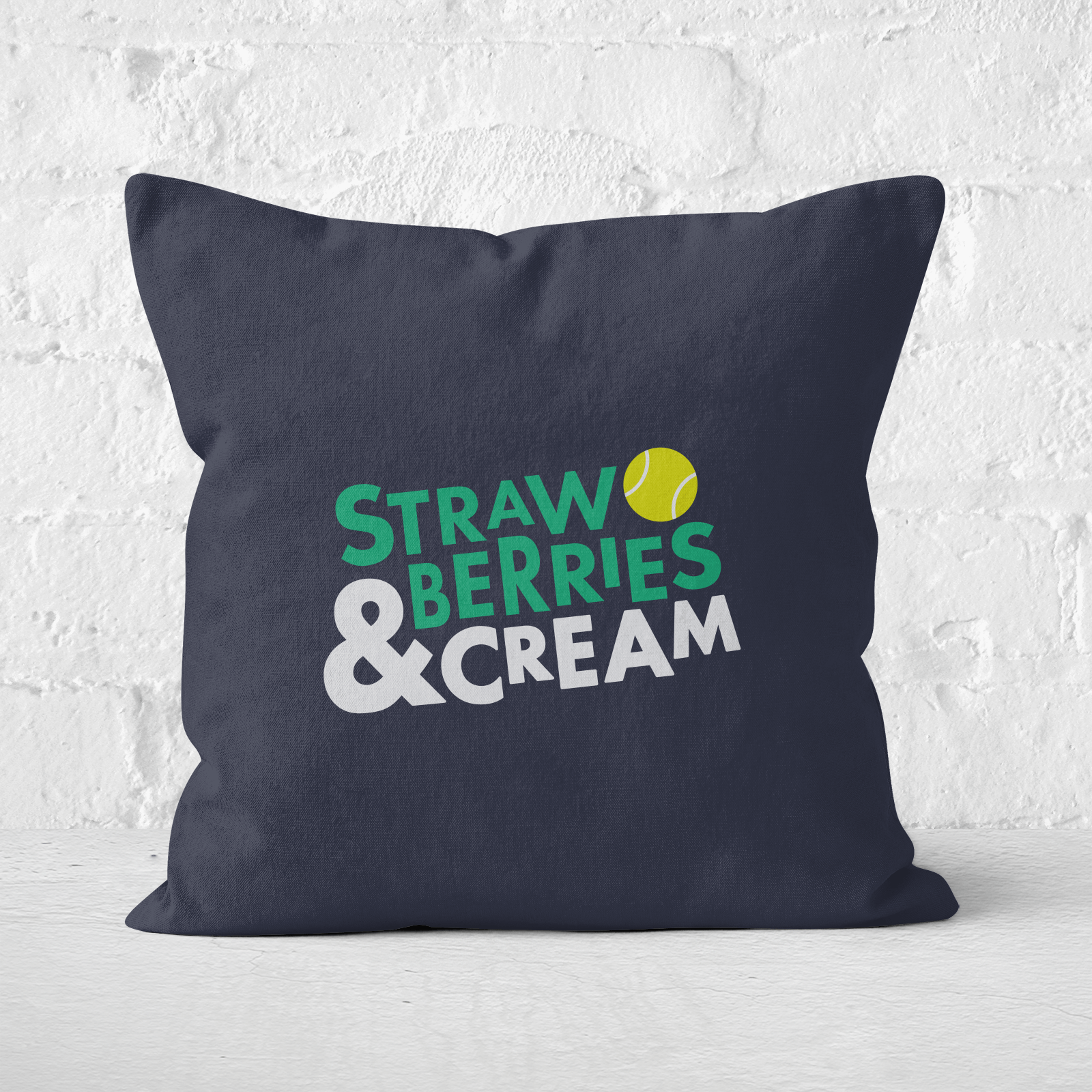 Strawberries And Cream Square Cushion - 50x50cm - Soft Touch