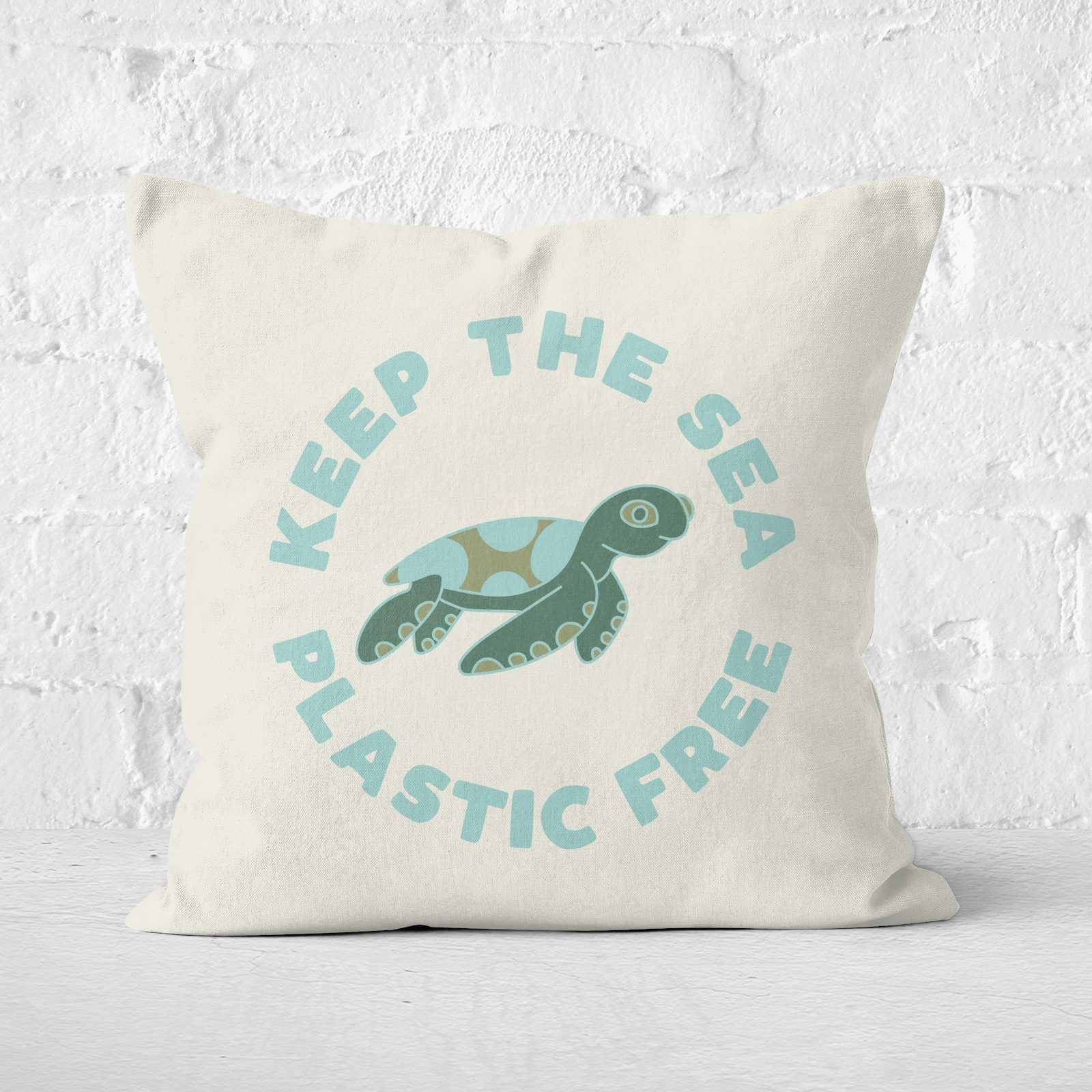 Earth Friendly Keep The Sea Plastic Free Square Cushion - 60x60cm - Soft Touch