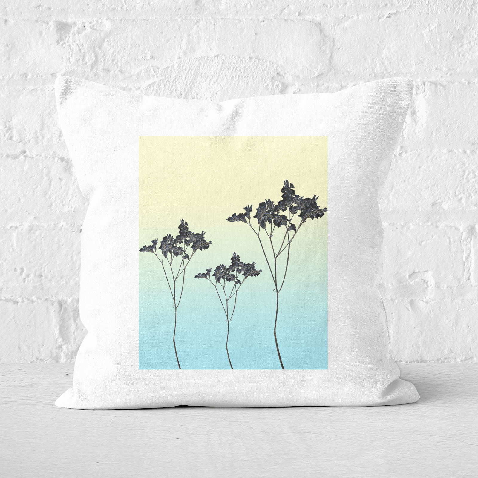 Pressed Flowers Mellow Tones Ombre Flowers Square Cushion - 60x60cm - Soft Touch