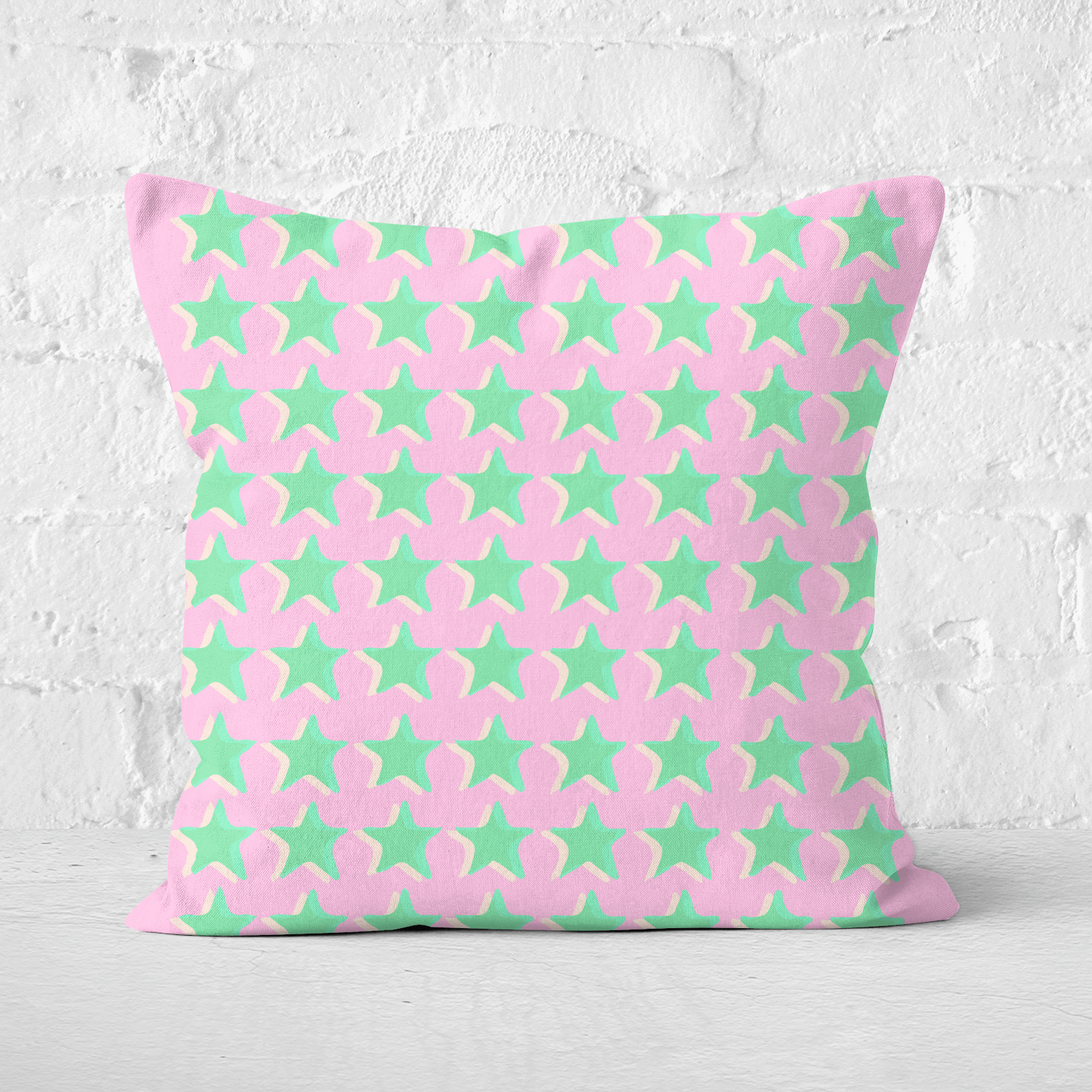 Pressed Flowers Riso Print Stars Square Cushion - 60x60cm - Soft Touch
