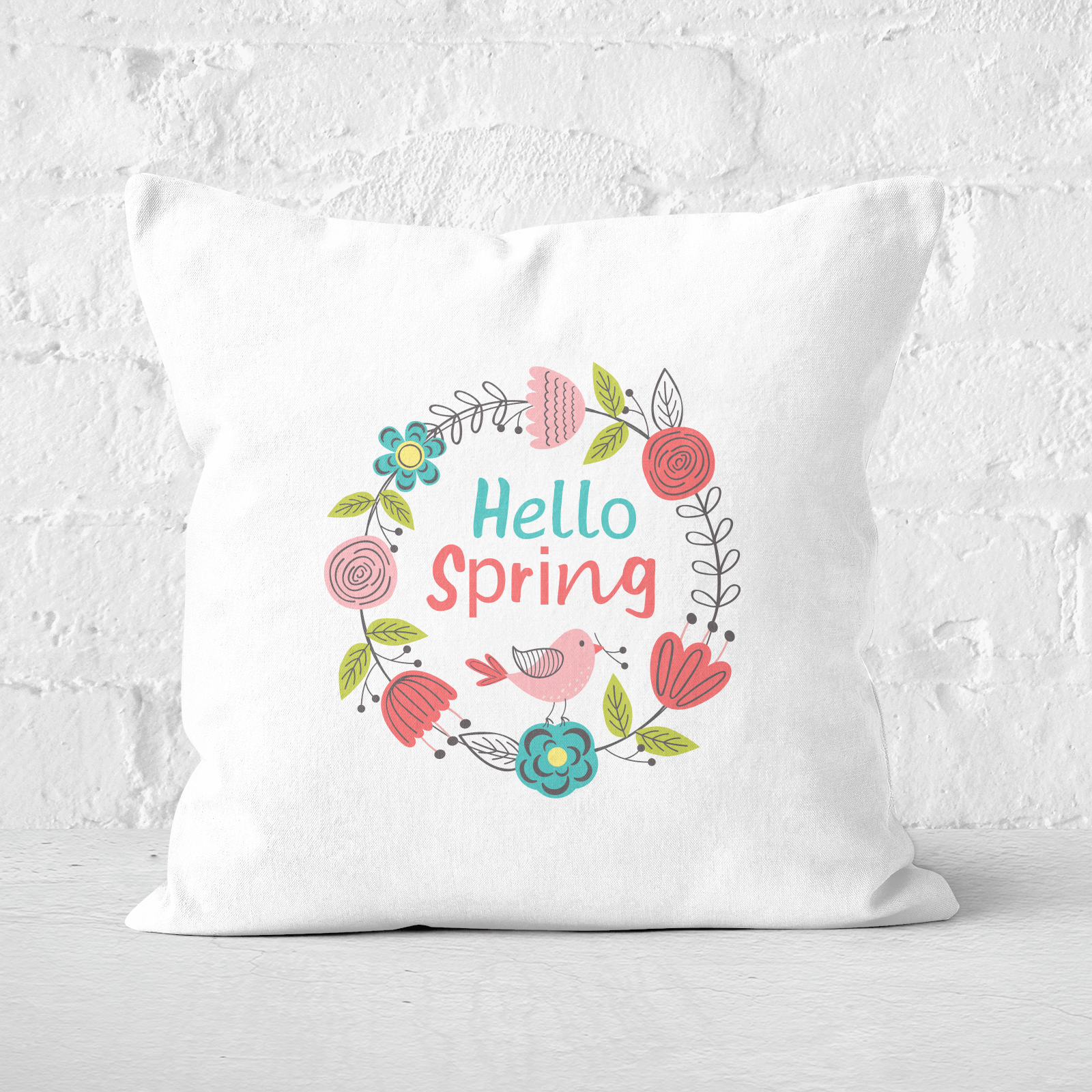 Pressed Flowers Hello Spring Floral Reef Square Cushion - 60x60cm - Soft Touch