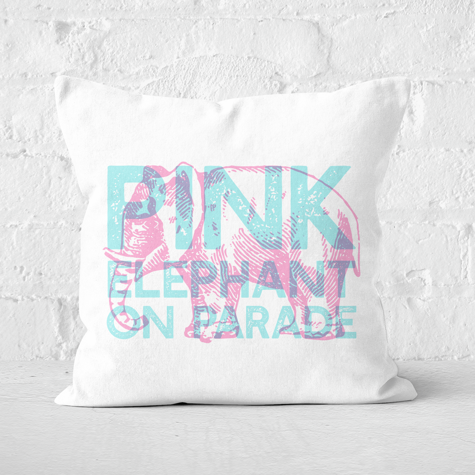 Pressed Flowers Pink Elephant Square Cushion - 60x60cm - Soft Touch