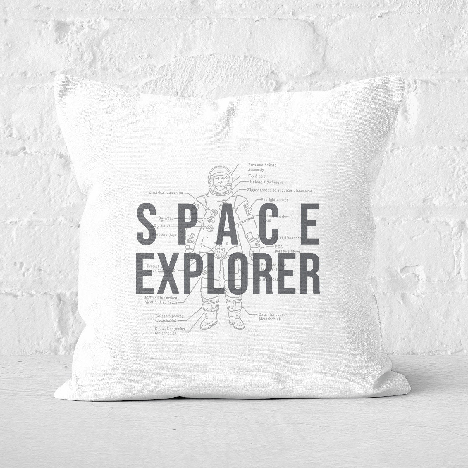 Space Explorer Schematic Square Cushion - 60x60cm - Soft Touch