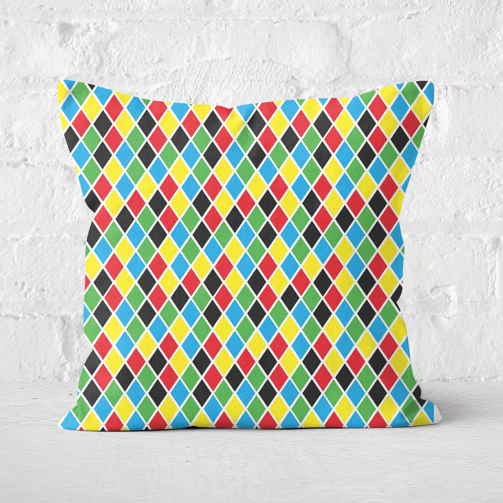 Pressed Flowers Clown Pattern Square Cushion - 60x60cm - Soft Touch