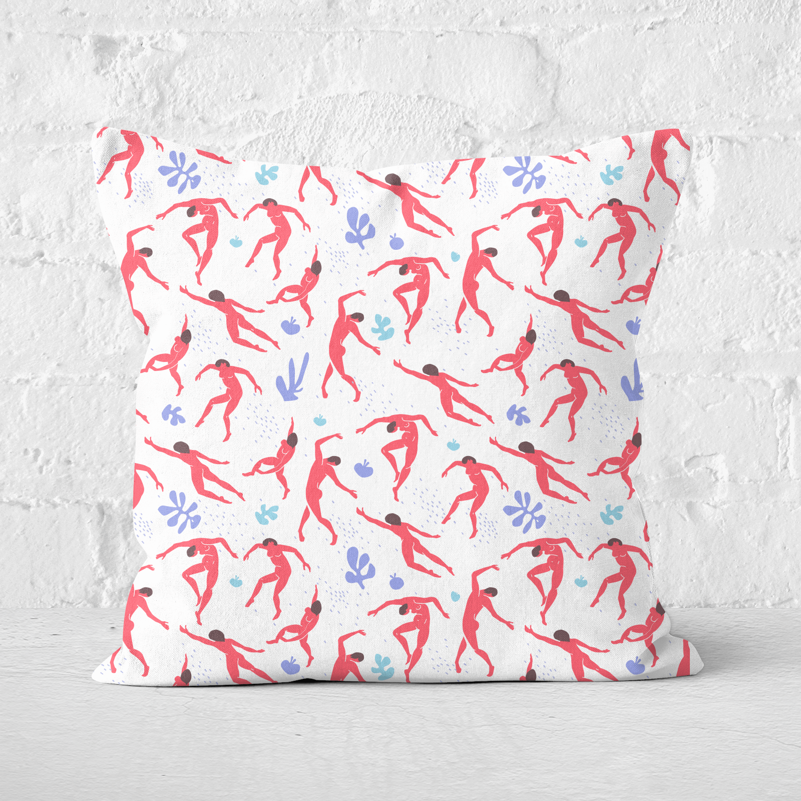 Pressed Flowers Dancing Silhouettes Square Cushion - 60x60cm - Soft Touch