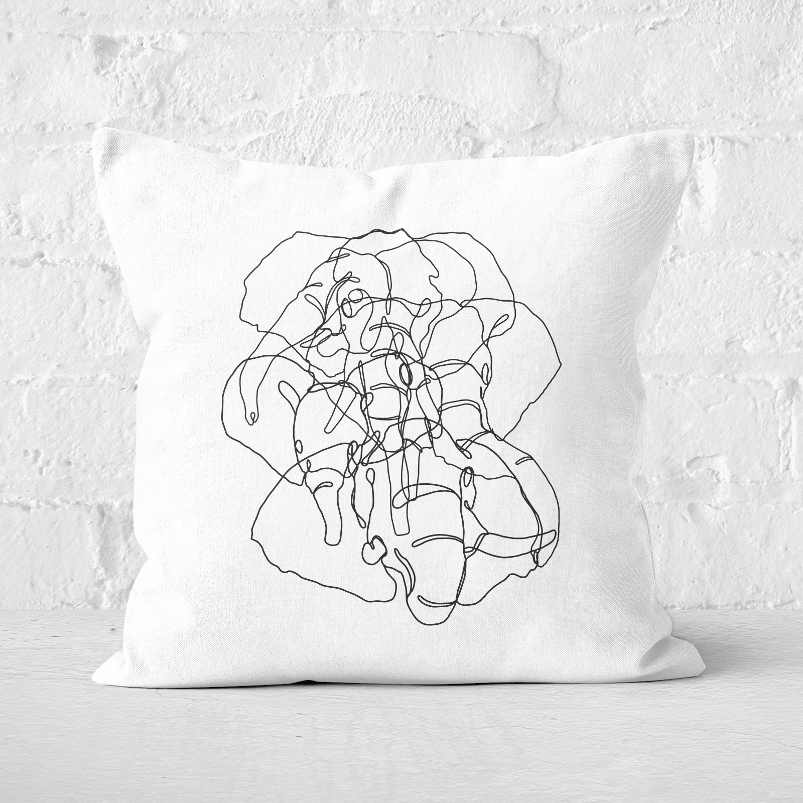 Pressed Flowers Elephant Scribbles Square Cushion - 60x60cm - Soft Touch