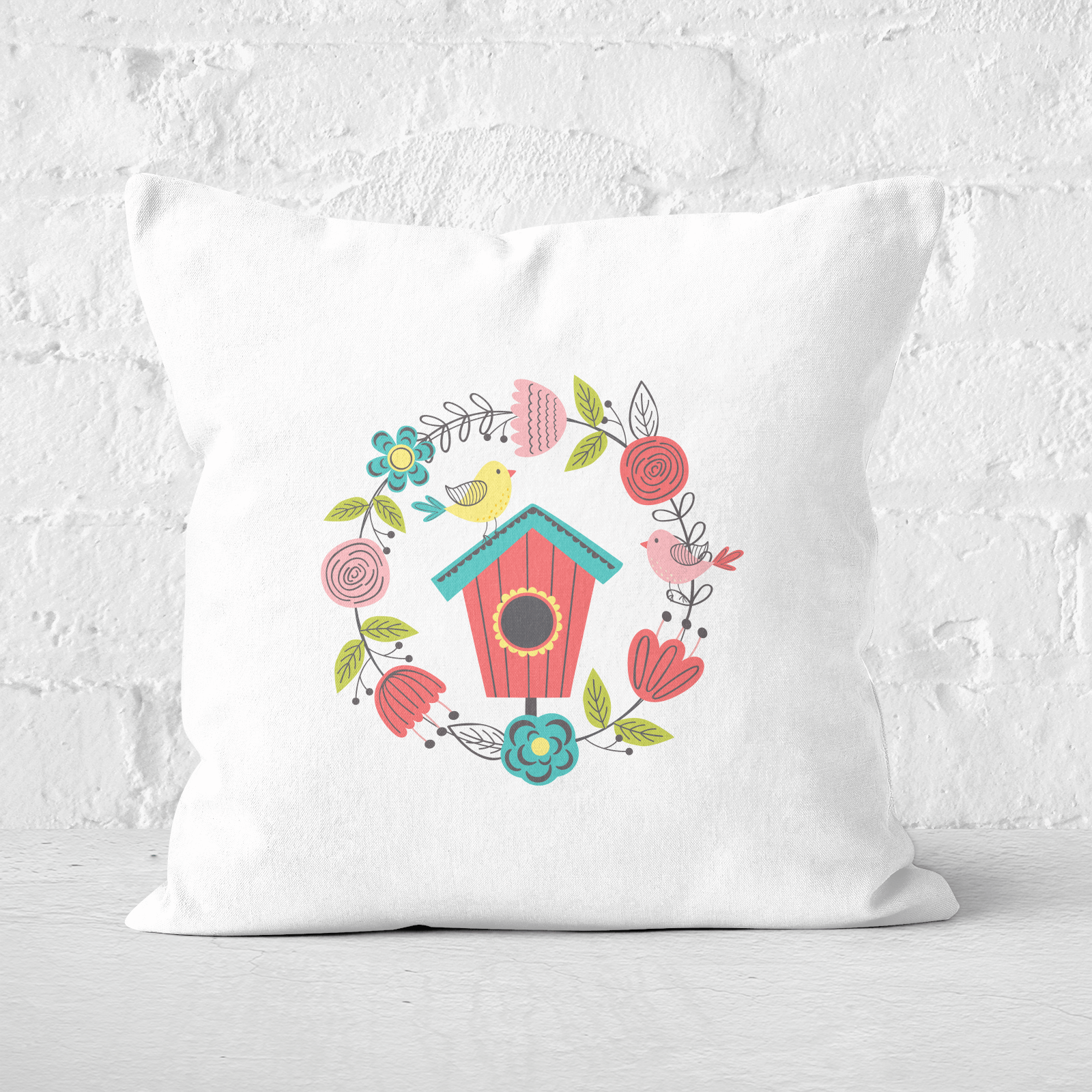 Pressed Flowers Spring Home Square Cushion - 60x60cm - Soft Touch