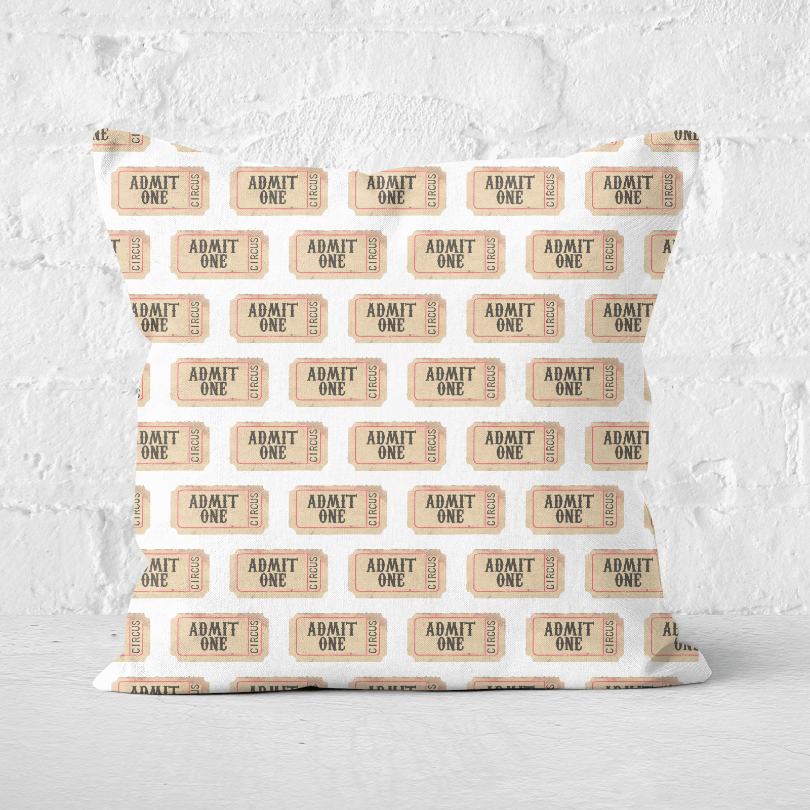 Pressed Flowers Circus Ticket Pattern Square Cushion - 60x60cm - Soft Touch