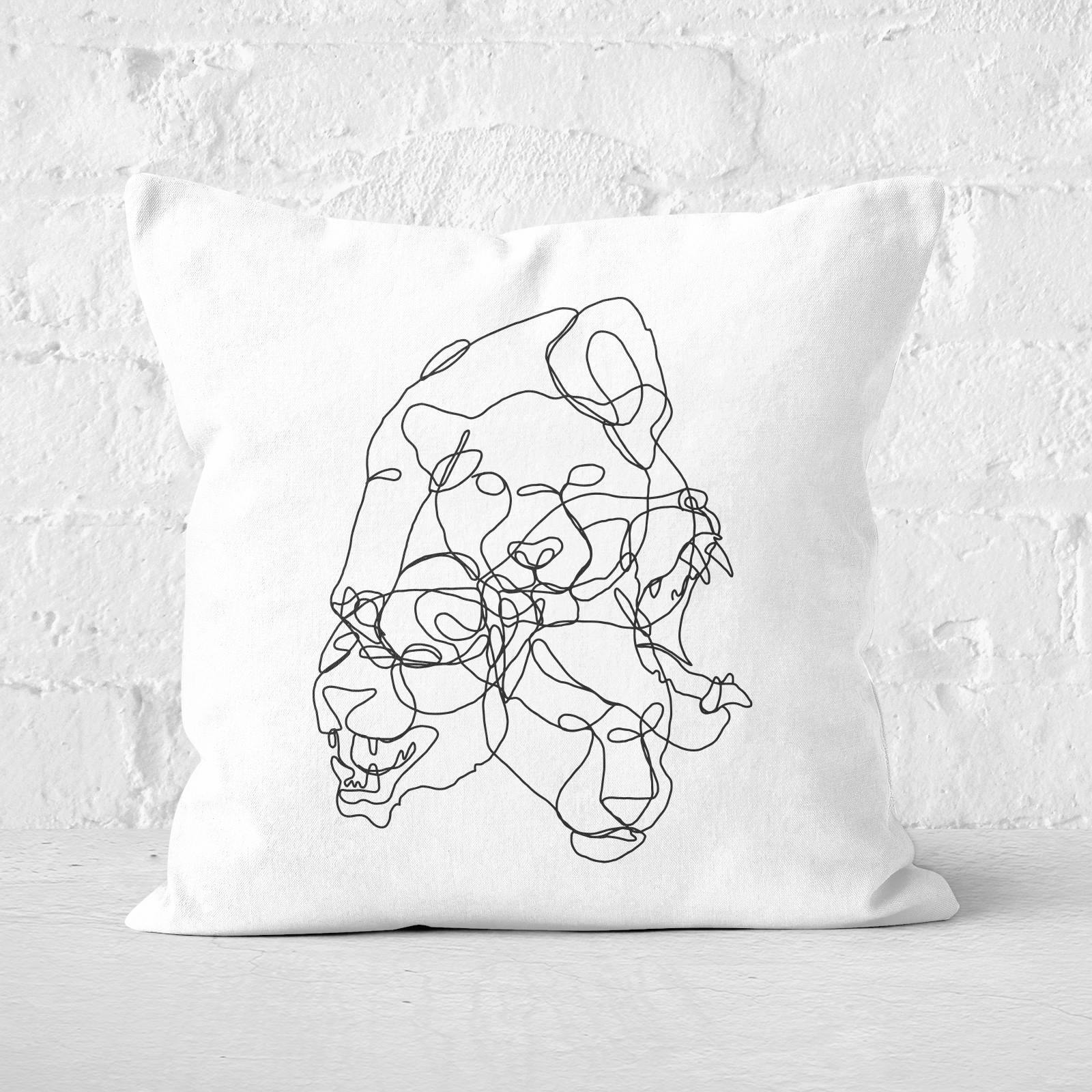 Pressed Flowers Leopard Scribble Square Cushion - 60x60cm - Soft Touch