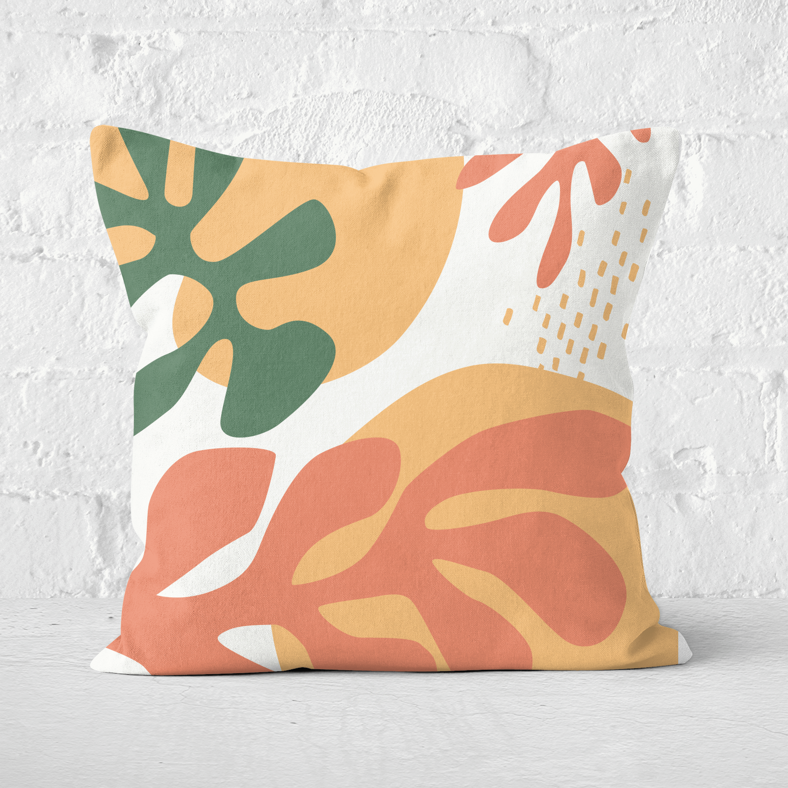 Pressed Flowers Mid Warm Leaf Pattern Square Cushion - 60x60cm - Soft Touch