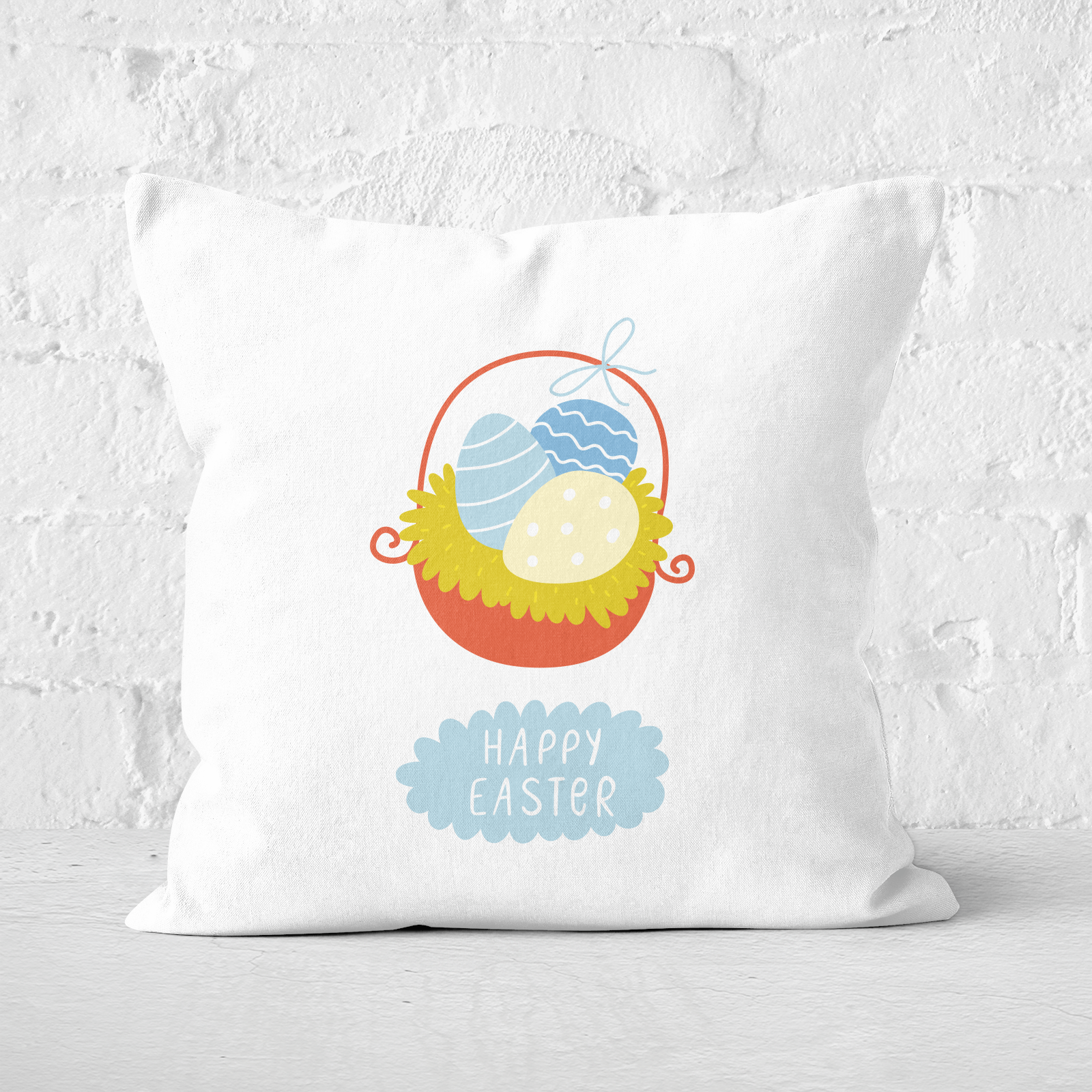 Pressed Flowers Egg Basket Square Cushion - 60x60cm - Soft Touch