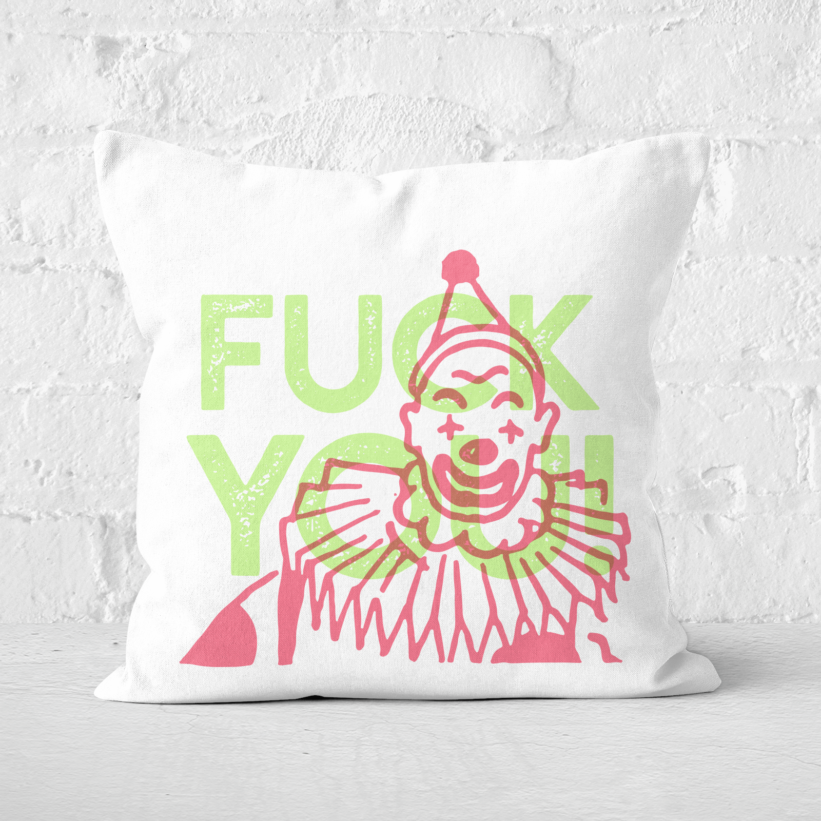 Pressed Flowers Fuck You Clown Square Cushion - 60x60cm - Soft Touch