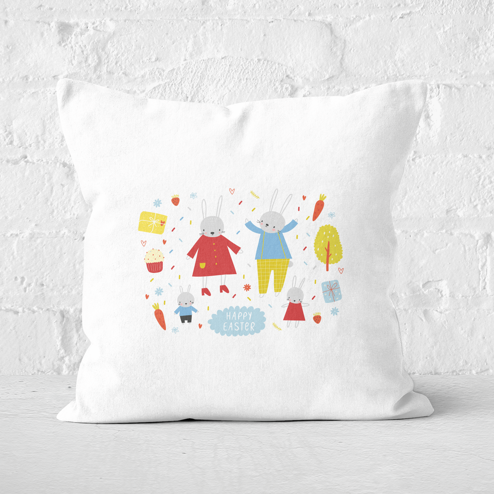 Pressed Flowers Easter Together Square Cushion - 60x60cm - Soft Touch