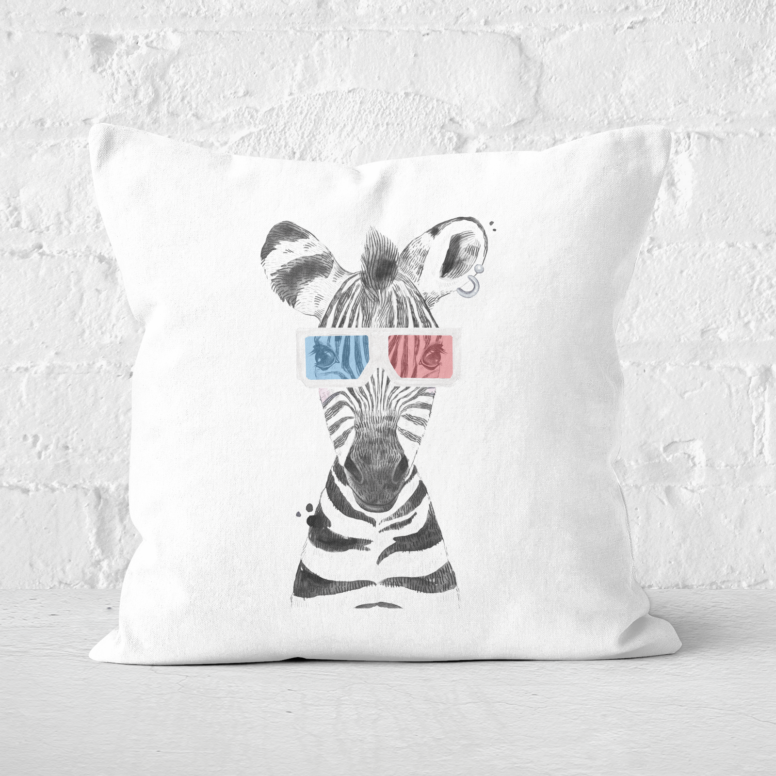 Pressed Flowers 3D Zebra Square Cushion - 60x60cm - Soft Touch