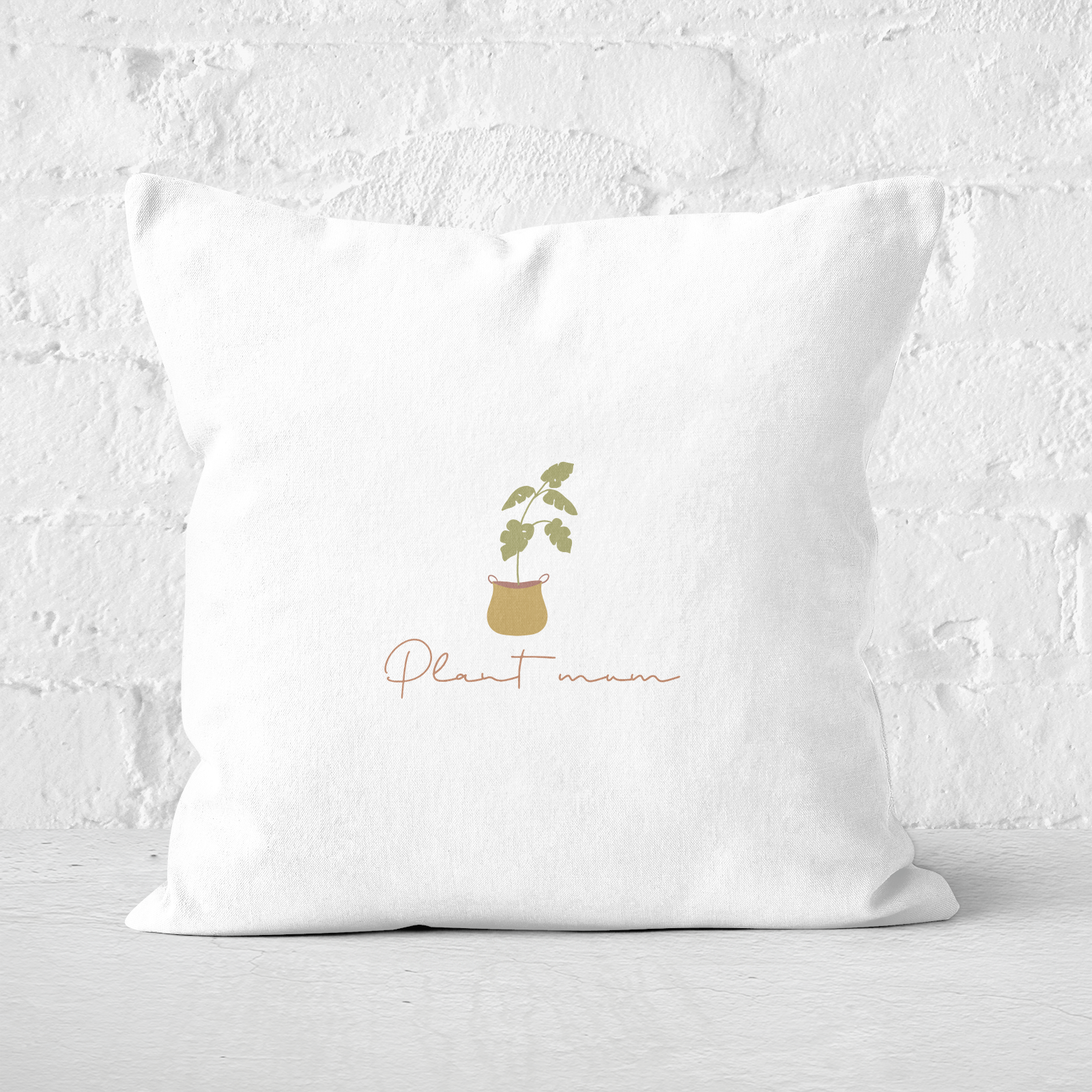 Burnt Orange Plant Mum Square Cushion - 60x60cm - Soft Touch