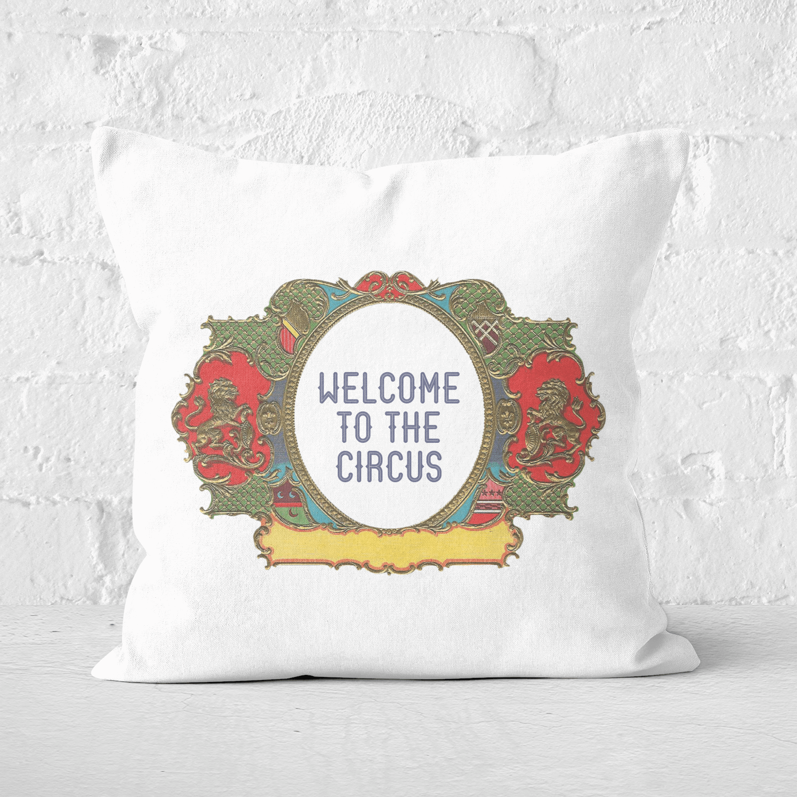 Pressed Flowers Welcome To The Circus Wide Emblem Square Cushion - 60x60cm - Soft Touch
