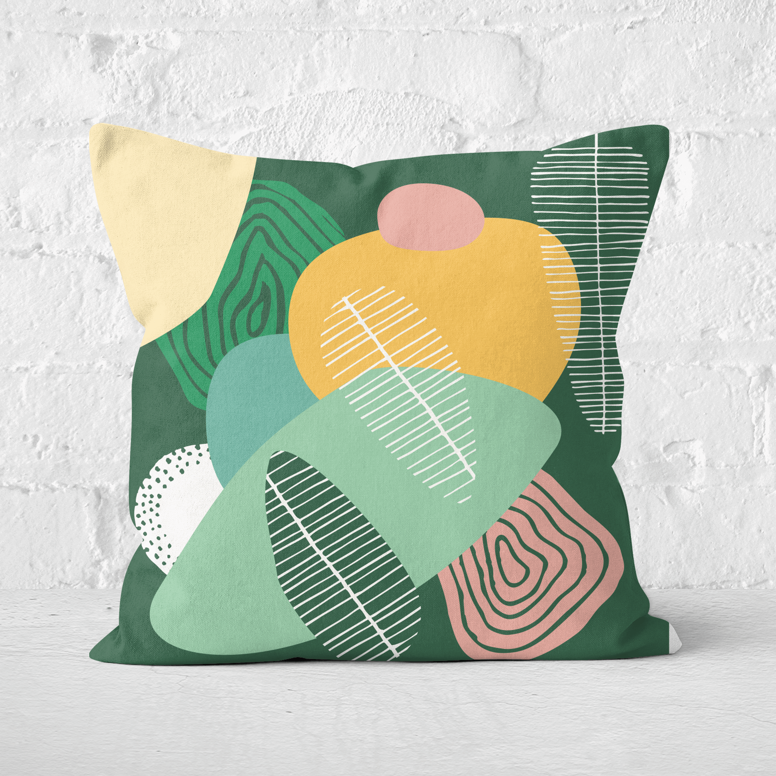 Earth Friendly Abstract Leaves Square Cushion - 60x60cm - Soft Touch