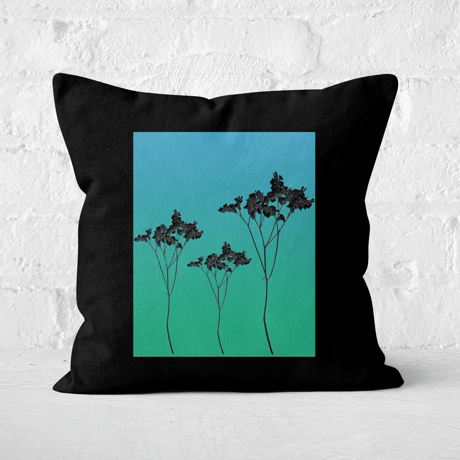 Pressed Flowers Ombre Sunrise Flowers Square Cushion - 60x60cm - Soft Touch