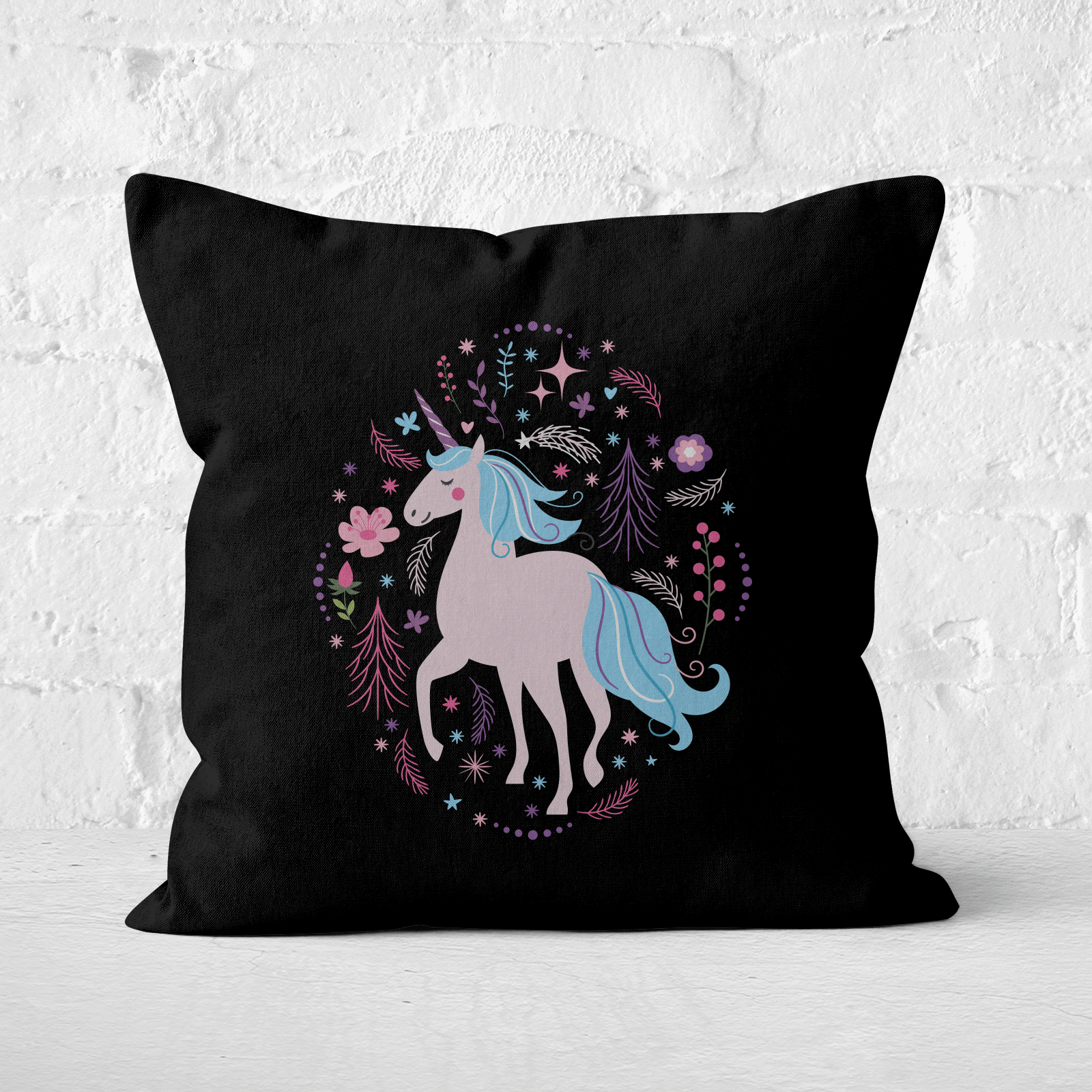 Pink Unicorn Square Cushion - 60x60cm - Soft Touch
