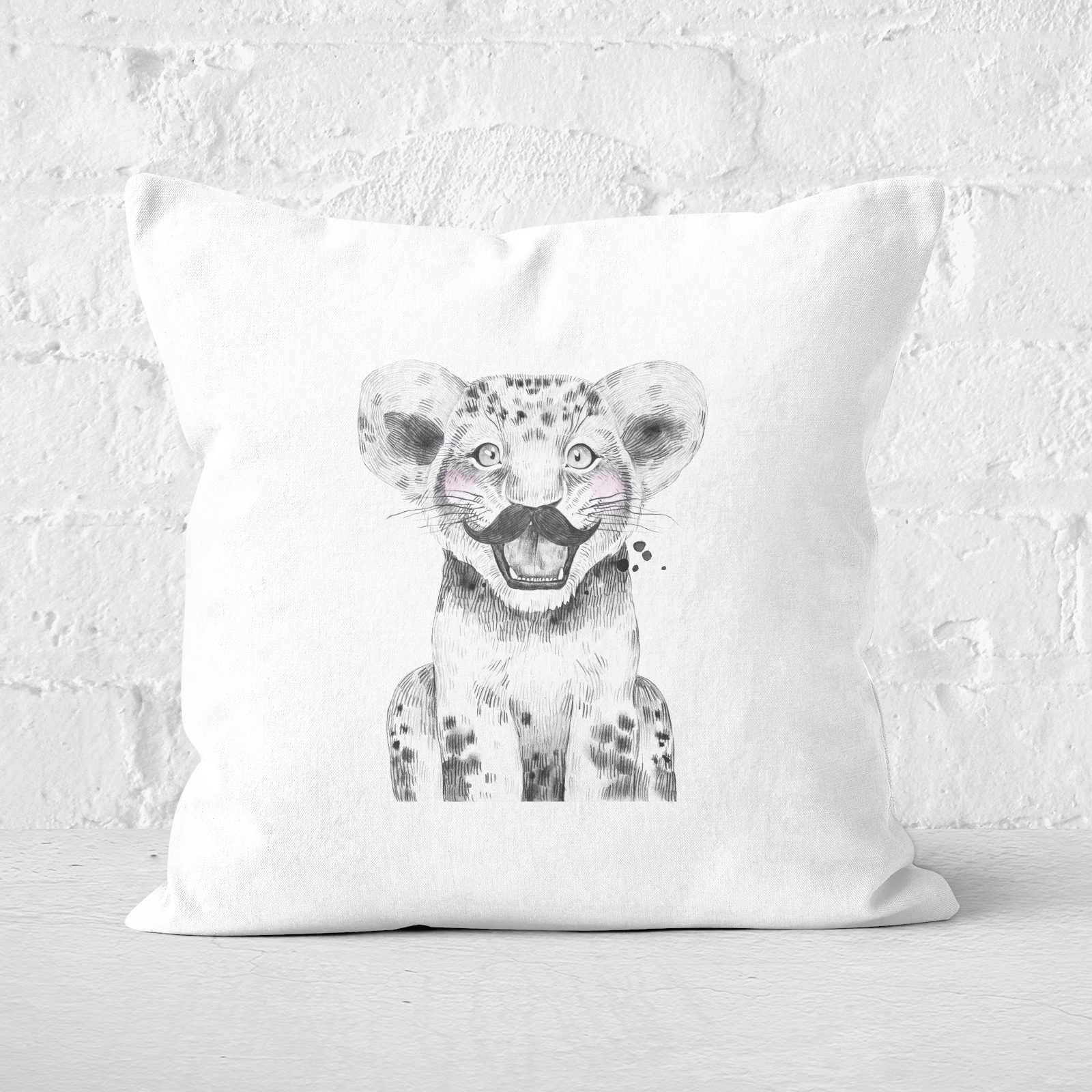 Pressed Flowers Moustache Cub Square Cushion - 60x60cm - Soft Touch