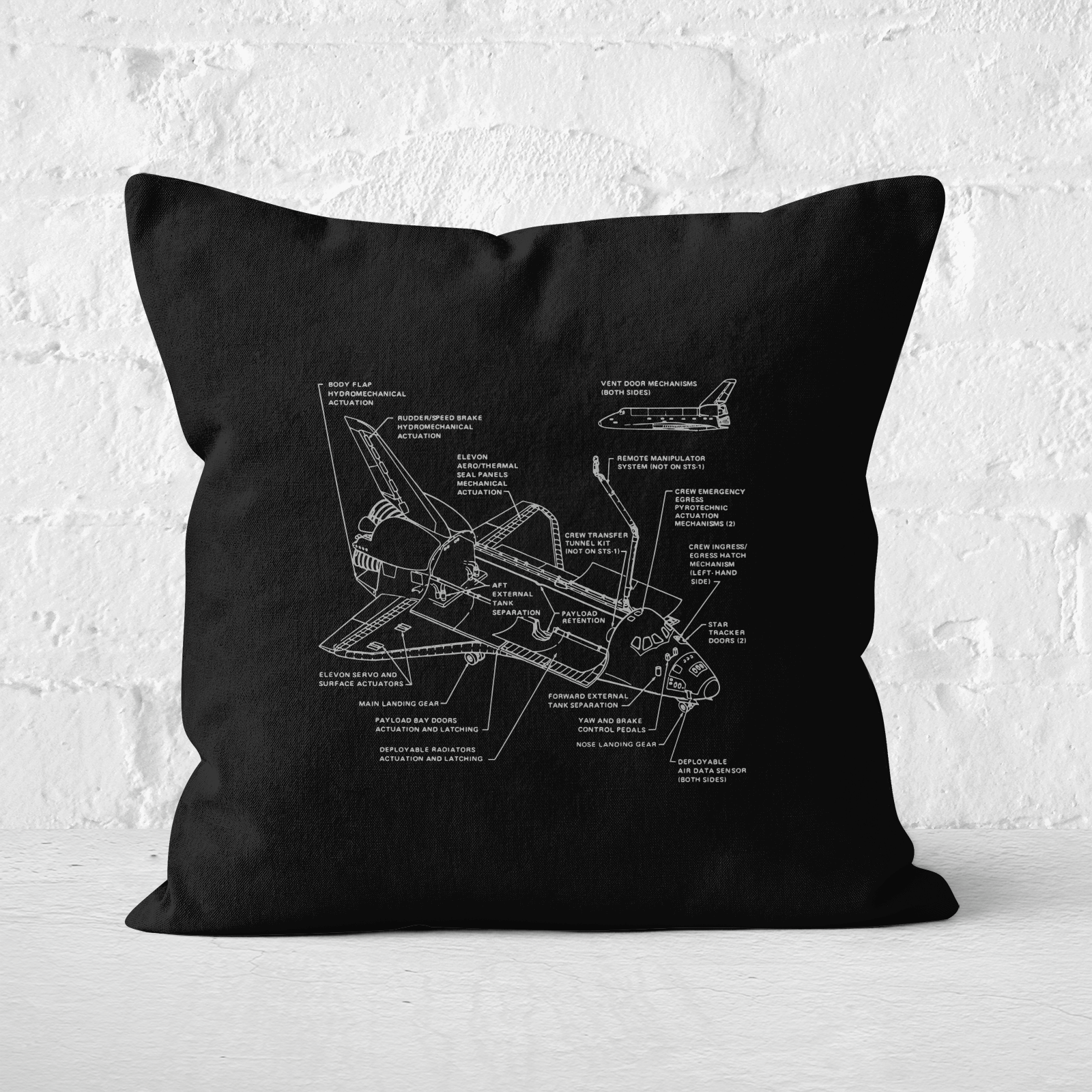 Shuttle Schematic Square Cushion - 60x60cm - Soft Touch