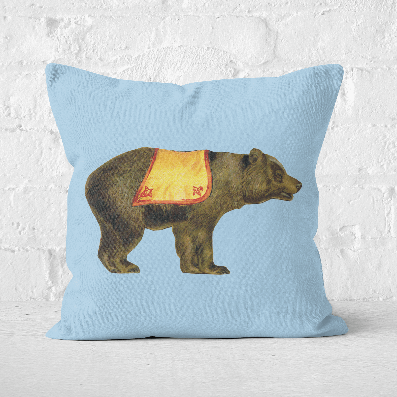 Pressed Flowers Circus Bear Square Cushion - 60x60cm - Soft Touch