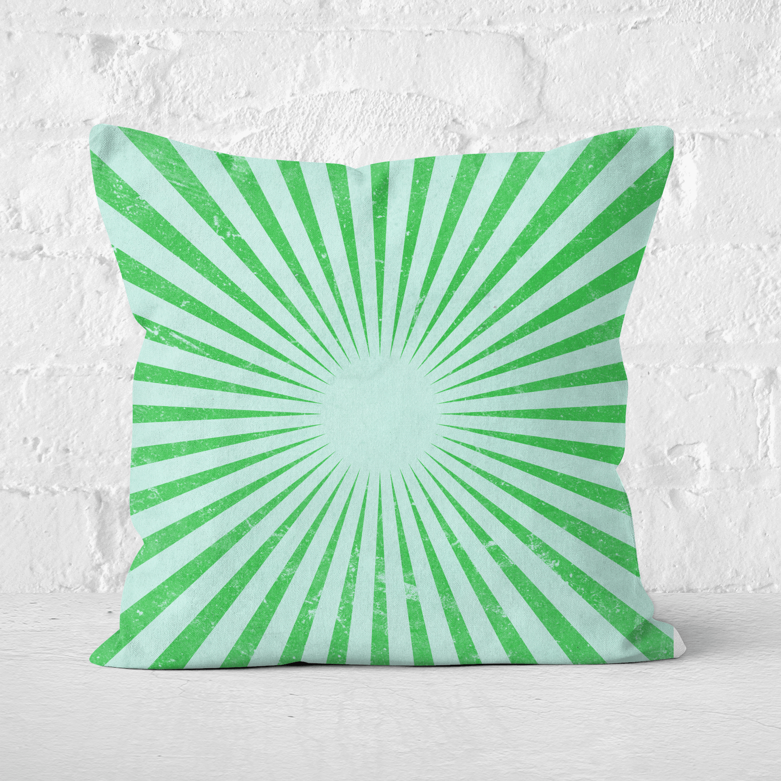 Pressed Flowers Circus Beams Green Square Cushion - 40x40cm - Soft Touch