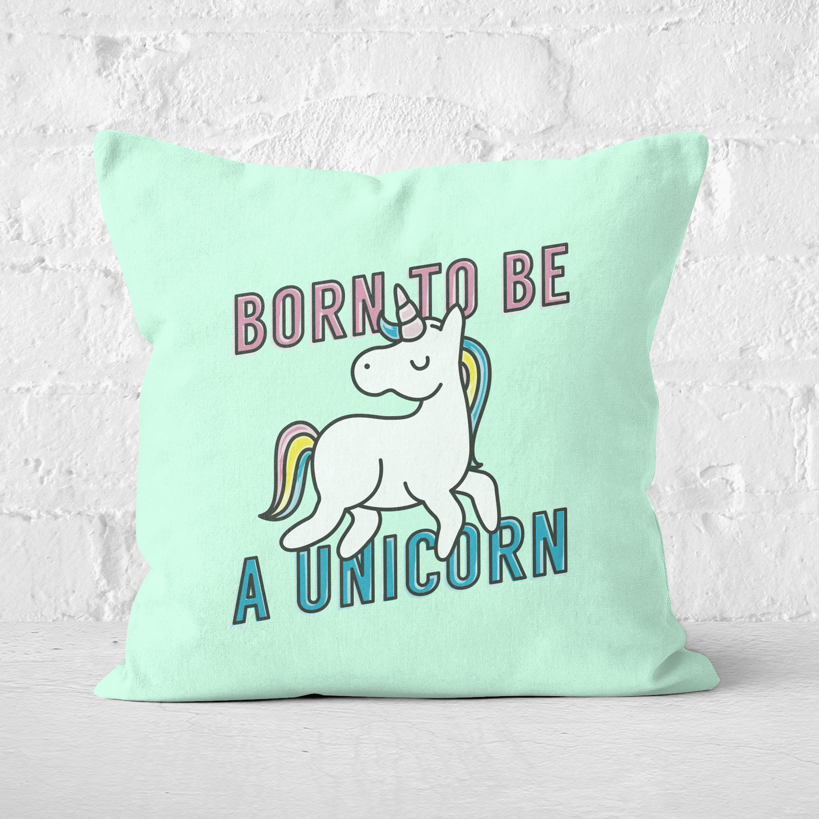 Born To Be A Unicorn Square Cushion - 60x60cm - Soft Touch