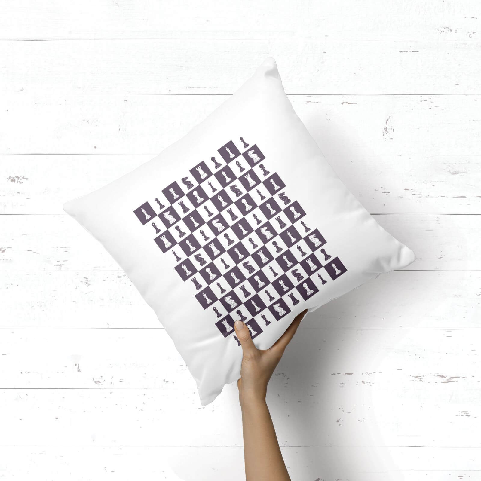 Chess Board Repeat Pattern Monochrome Square Cushion - 40x40cm - Soft Touch