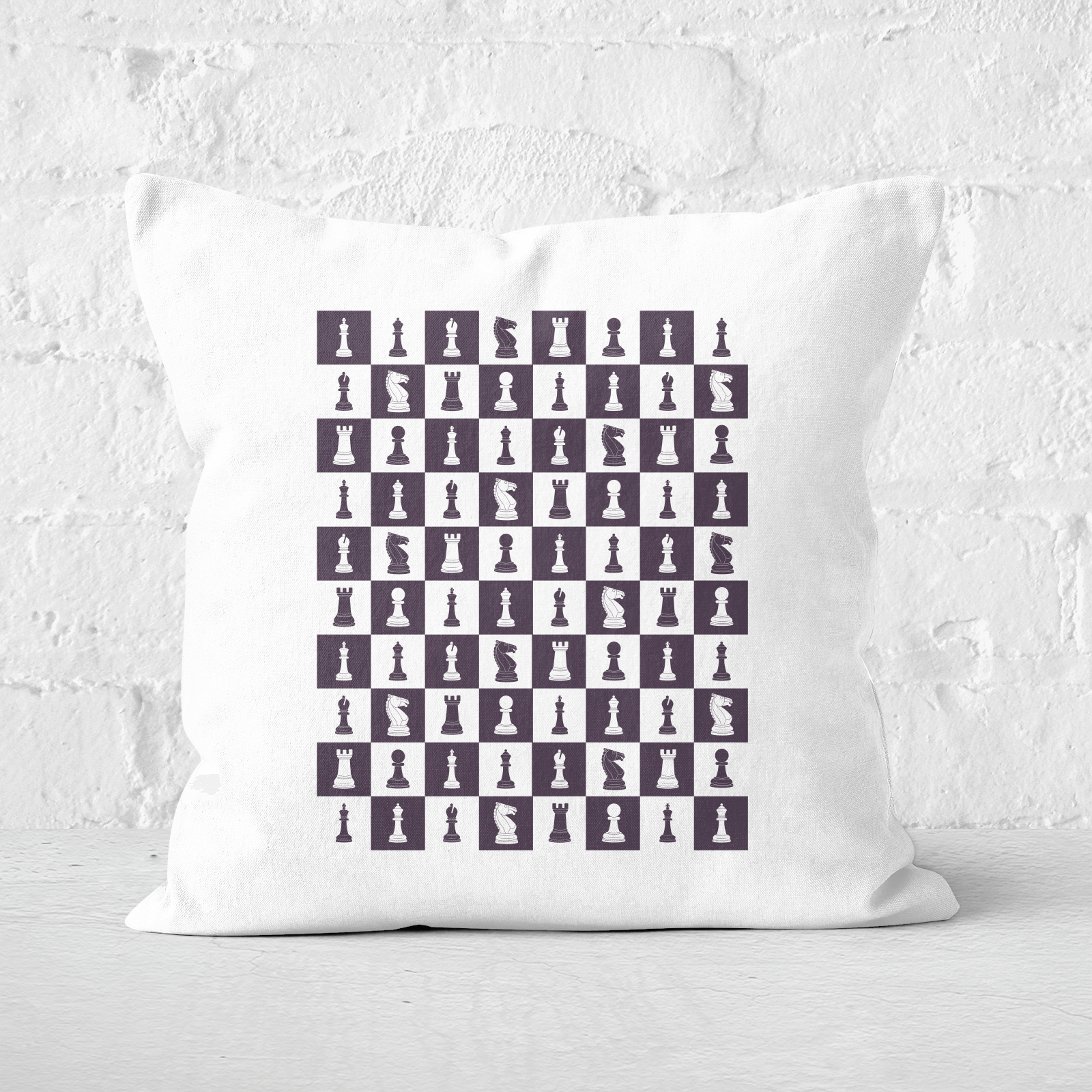 Chess Board Repeat Pattern Monochrome Square Cushion - 60x60cm - Soft Touch