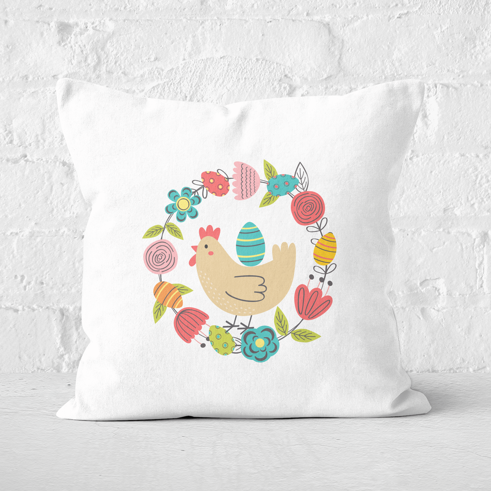 Pressed Flowers Easter Delivery Square Cushion - 60x60cm - Soft Touch
