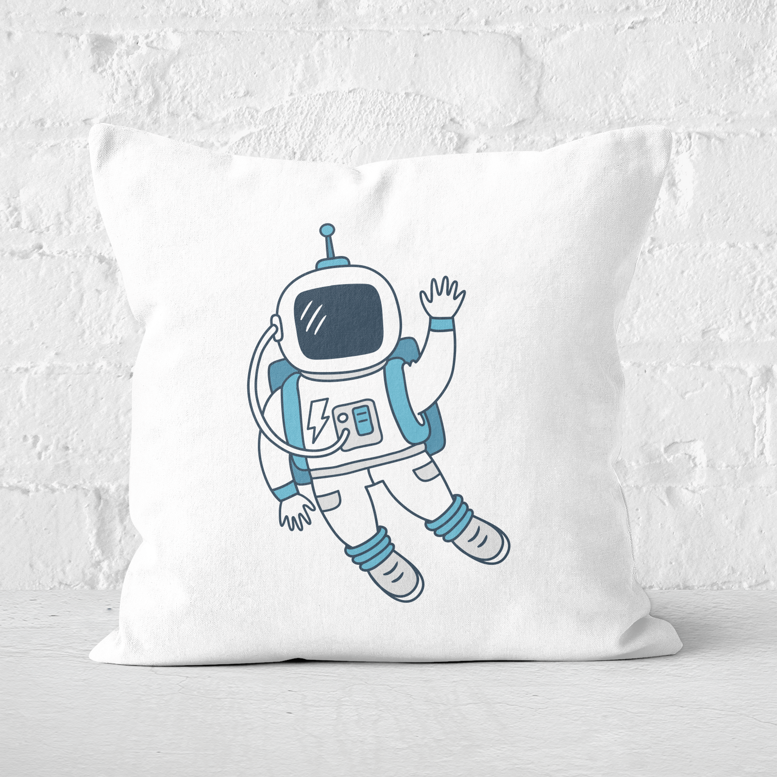 Astronaut Waving Square Cushion - 60x60cm - Soft Touch