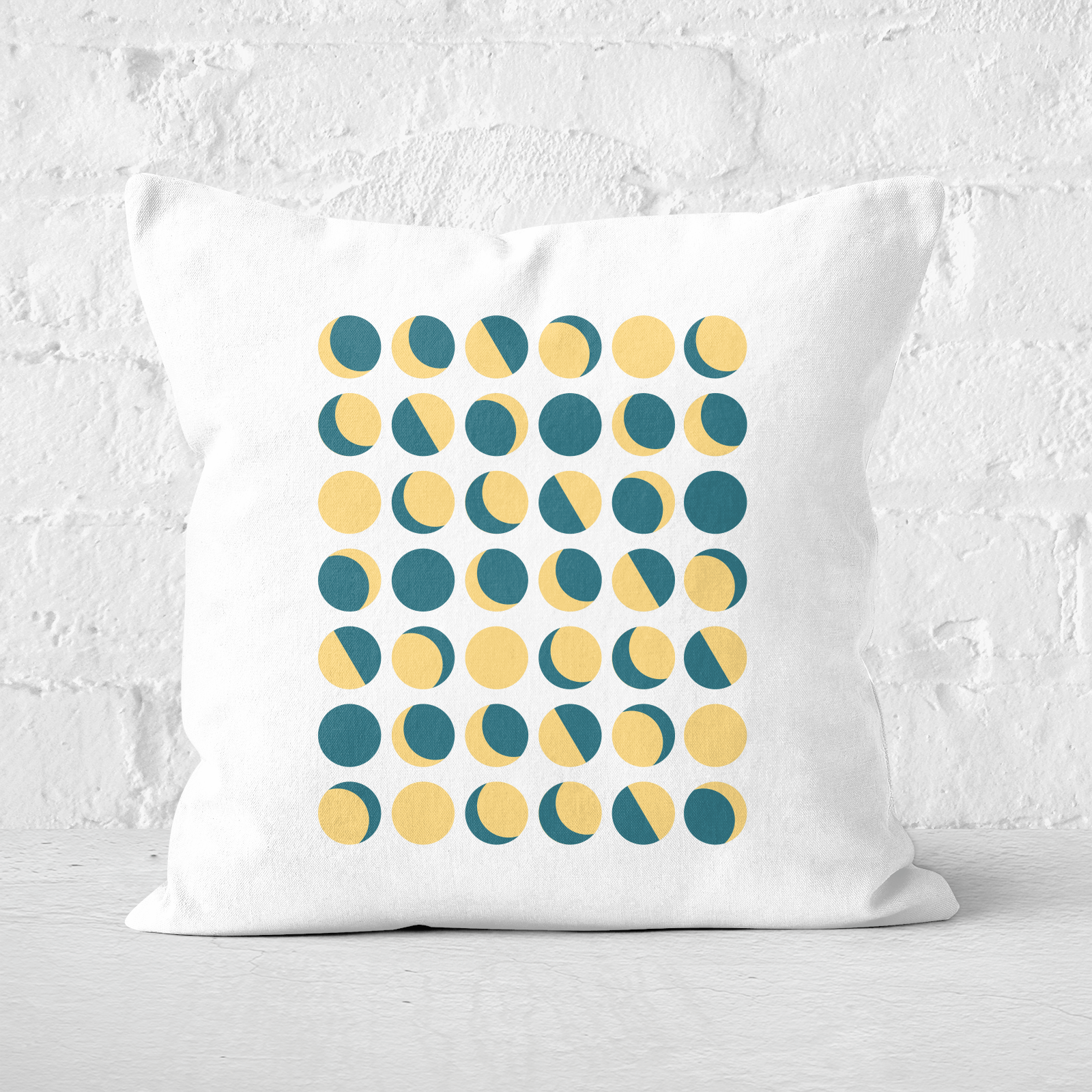 Pressed Flowers Moon Phase Pattern Square Cushion - 60x60cm - Soft Touch