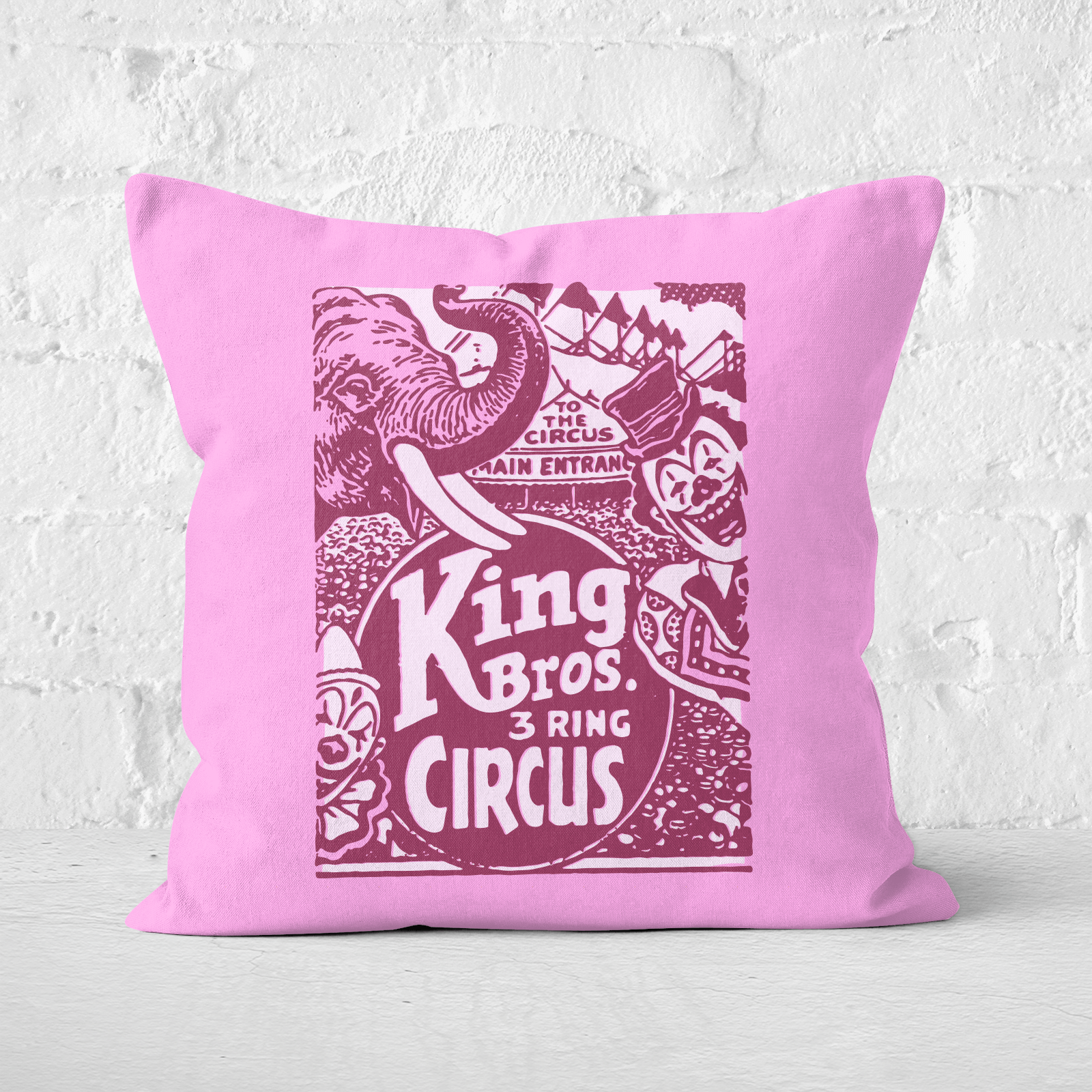 Pressed Flowers King Bros Three Ring Circus Square Cushion - 60x60cm - Soft Touch