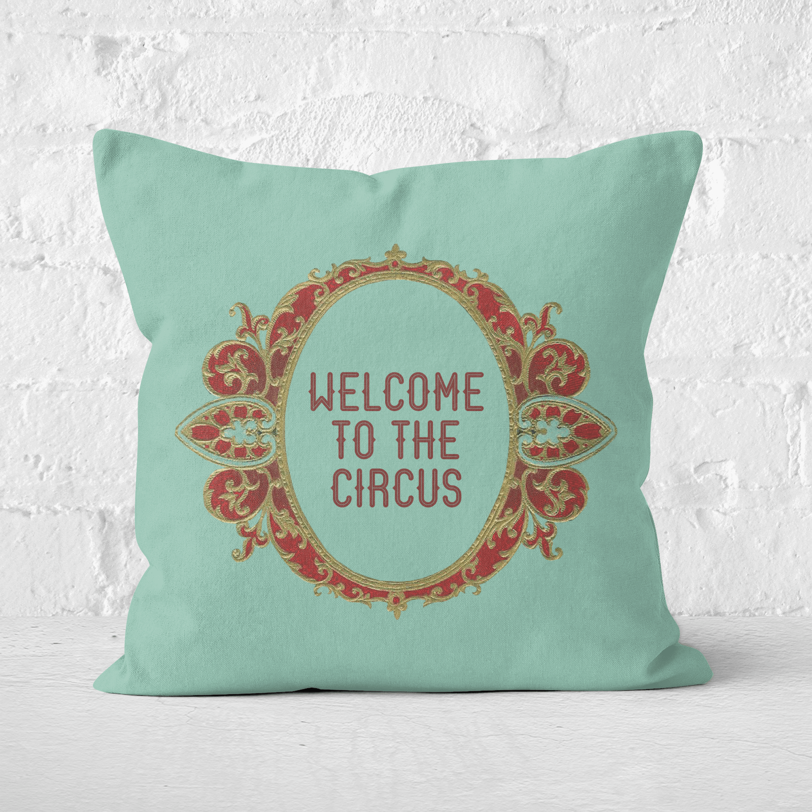Pressed Flowers Welcome To The Circus Emblem Square Cushion - 60x60cm - Soft Touch