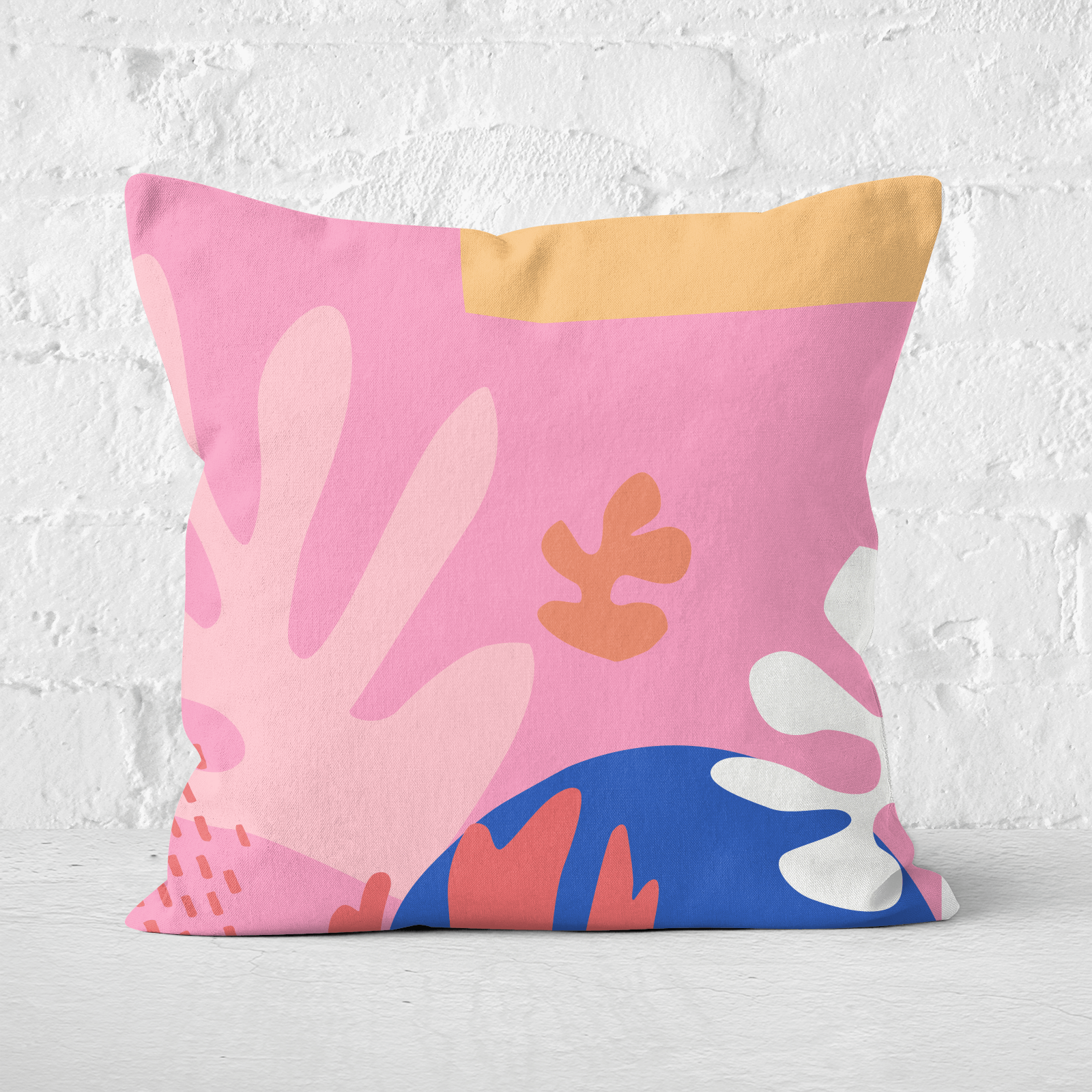 Pressed Flowers Colourful Abstract Square Cushion - 60x60cm - Soft Touch