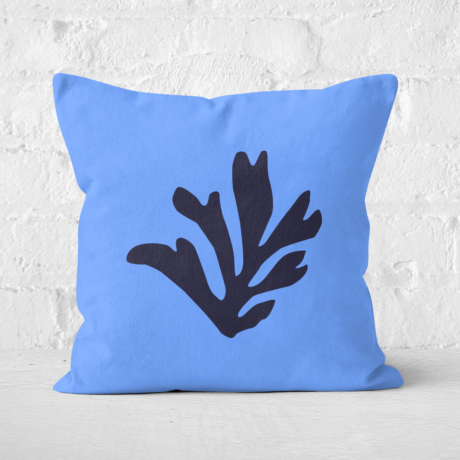 Pressed Flowers Black Leaf Square Cushion - 40x40cm - Soft Touch