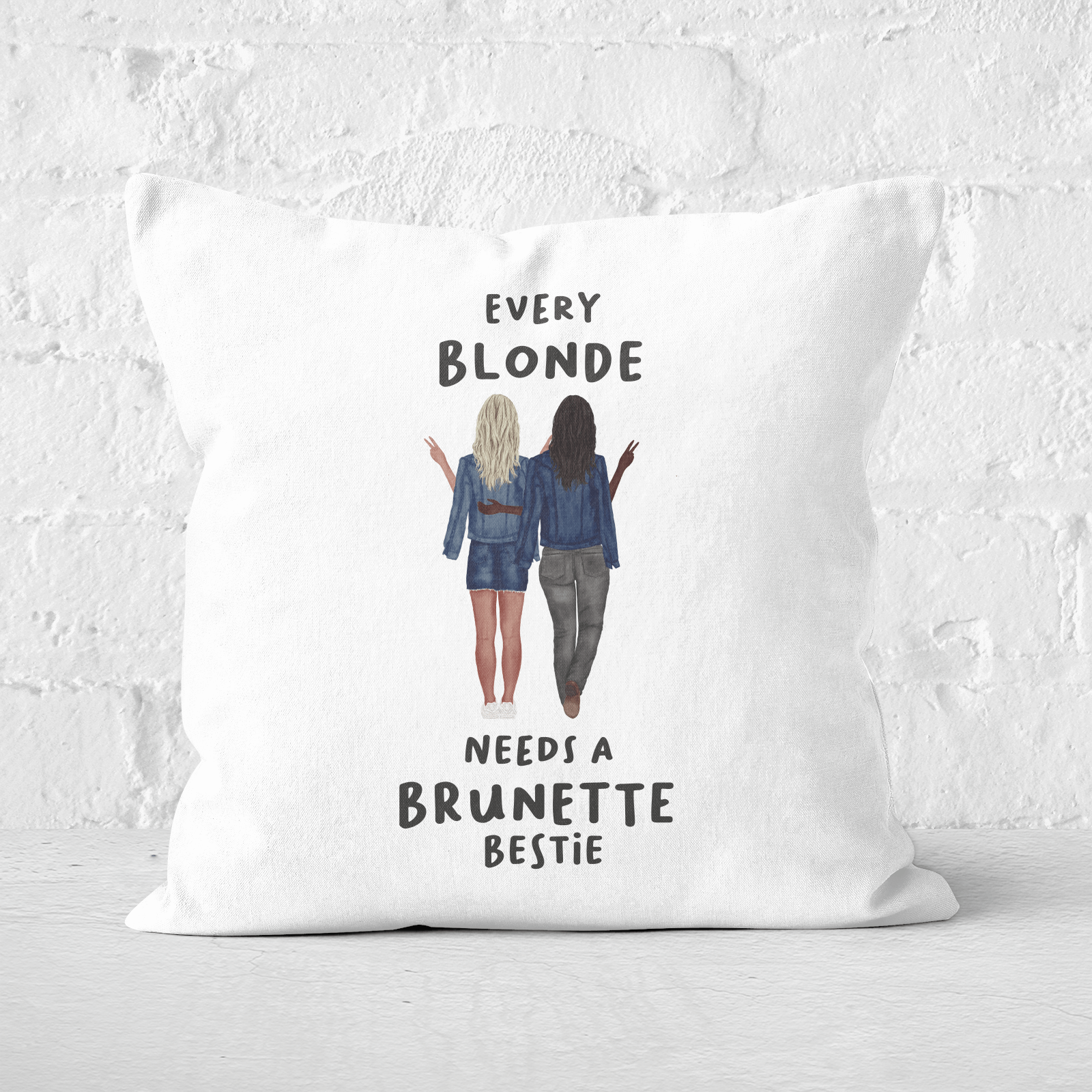 Pressed Flowers Every Blonde Needs A Brunette Bestie Square Cushion - 60x60cm - Soft Touch