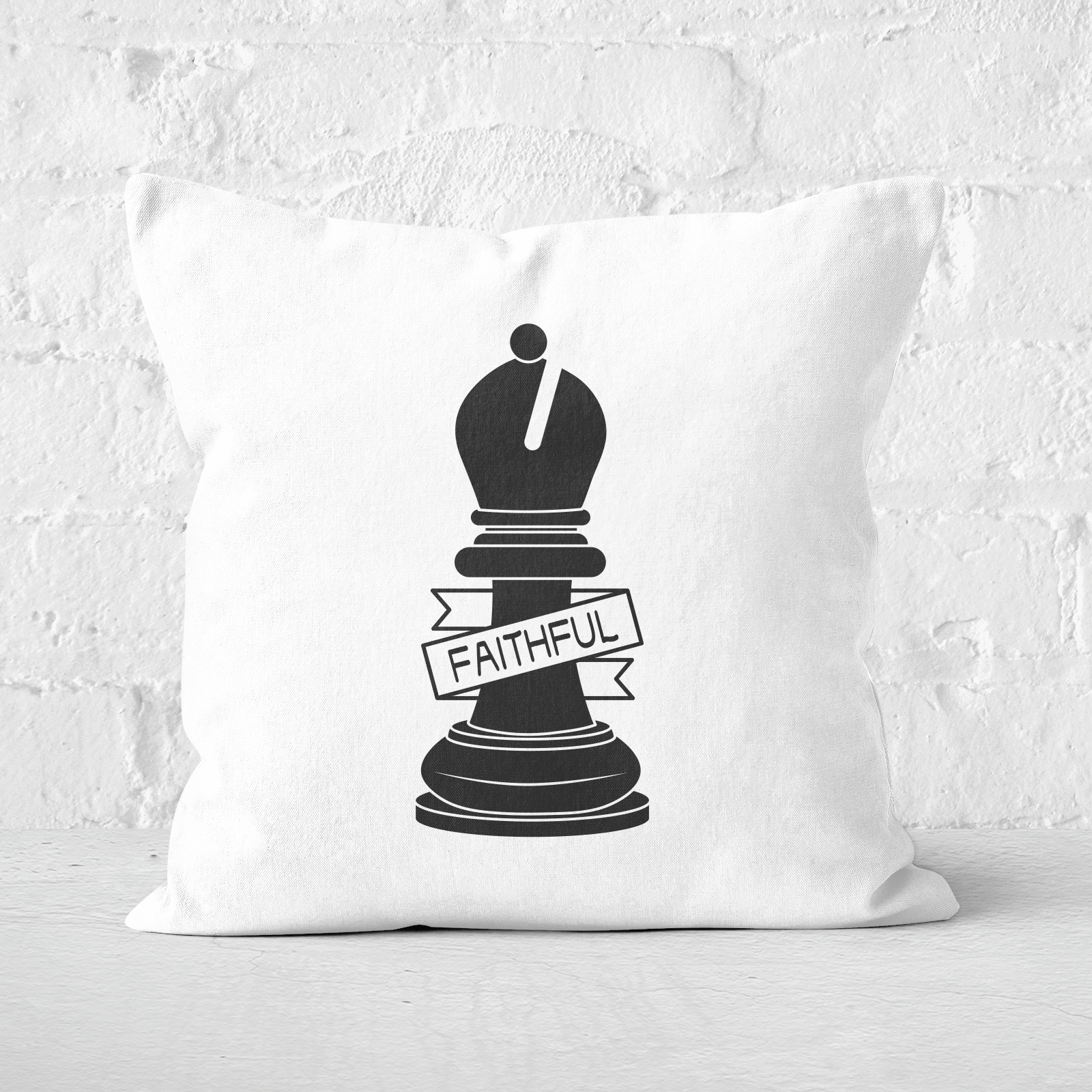 Bishop Chess Piece Faithful Square Cushion - 60x60cm - Soft Touch
