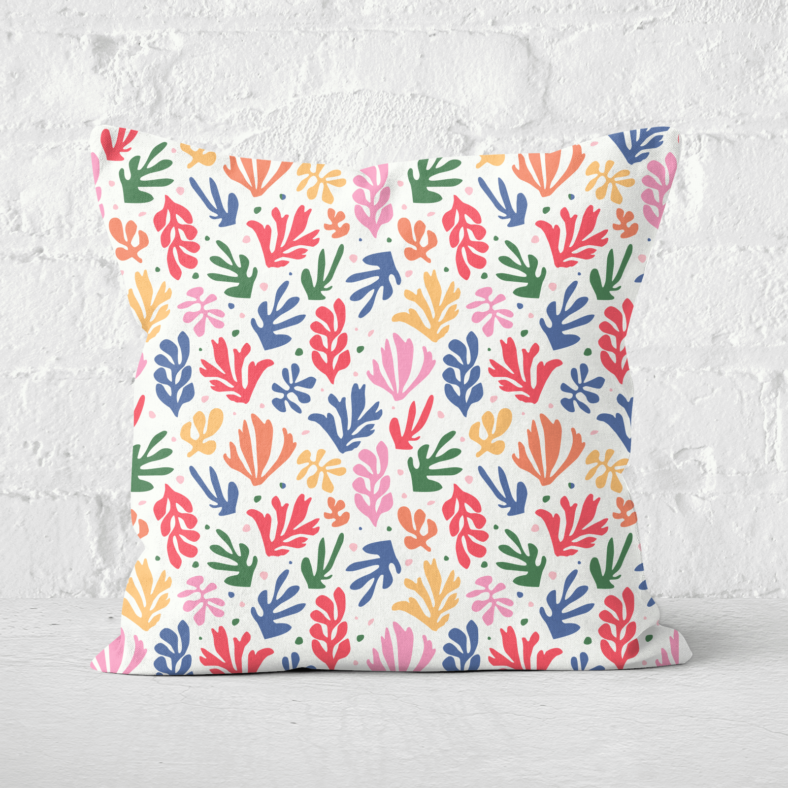 Pressed Flowers Rainbow Leaves Square Cushion - 60x60cm - Soft Touch