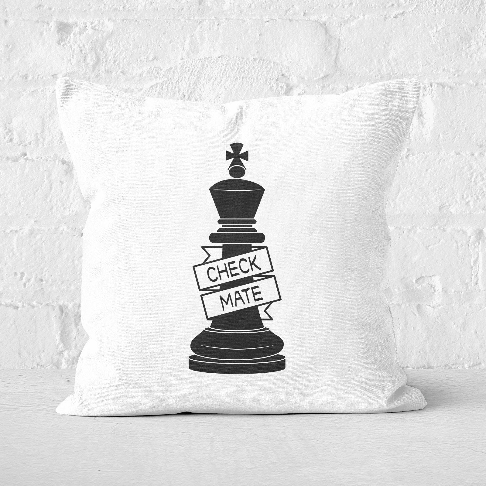 King Chess Piece Check Mate Square Cushion - 60x60cm - Soft Touch