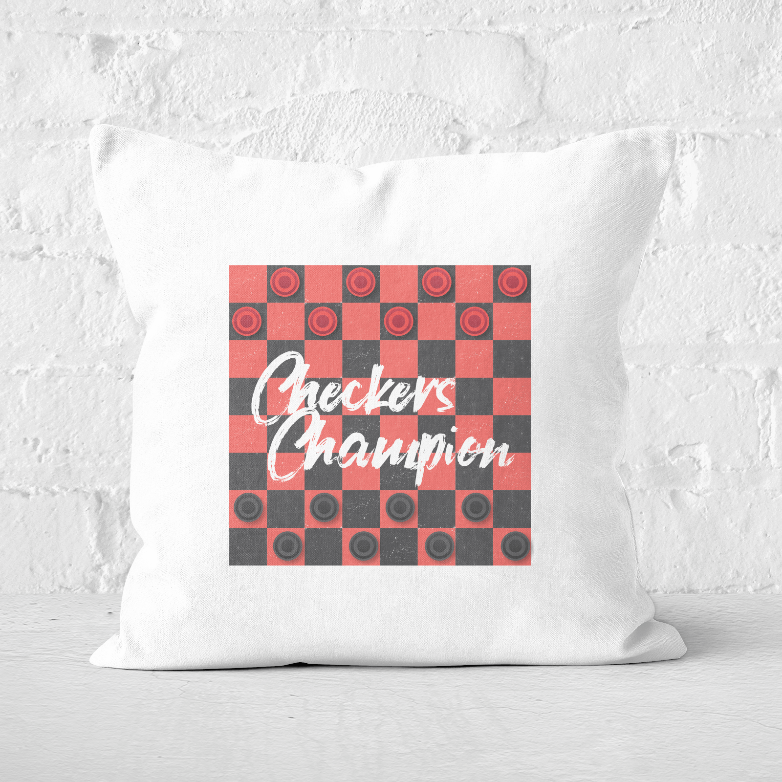 Checkers Board With Text Square Cushion - 40x40cm - Soft Touch