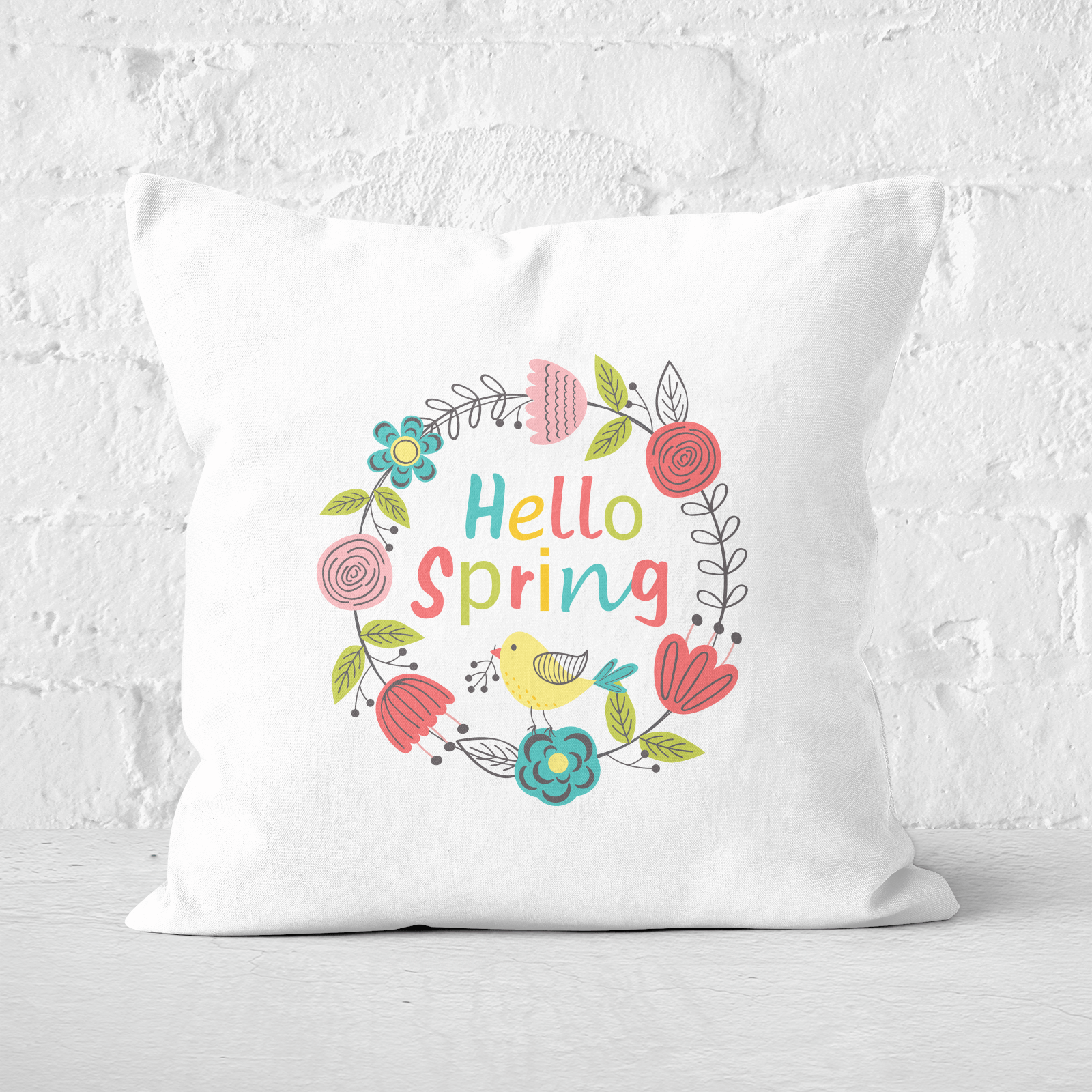 Pressed Flowers Spring Reef Square Cushion - 60x60cm - Soft Touch