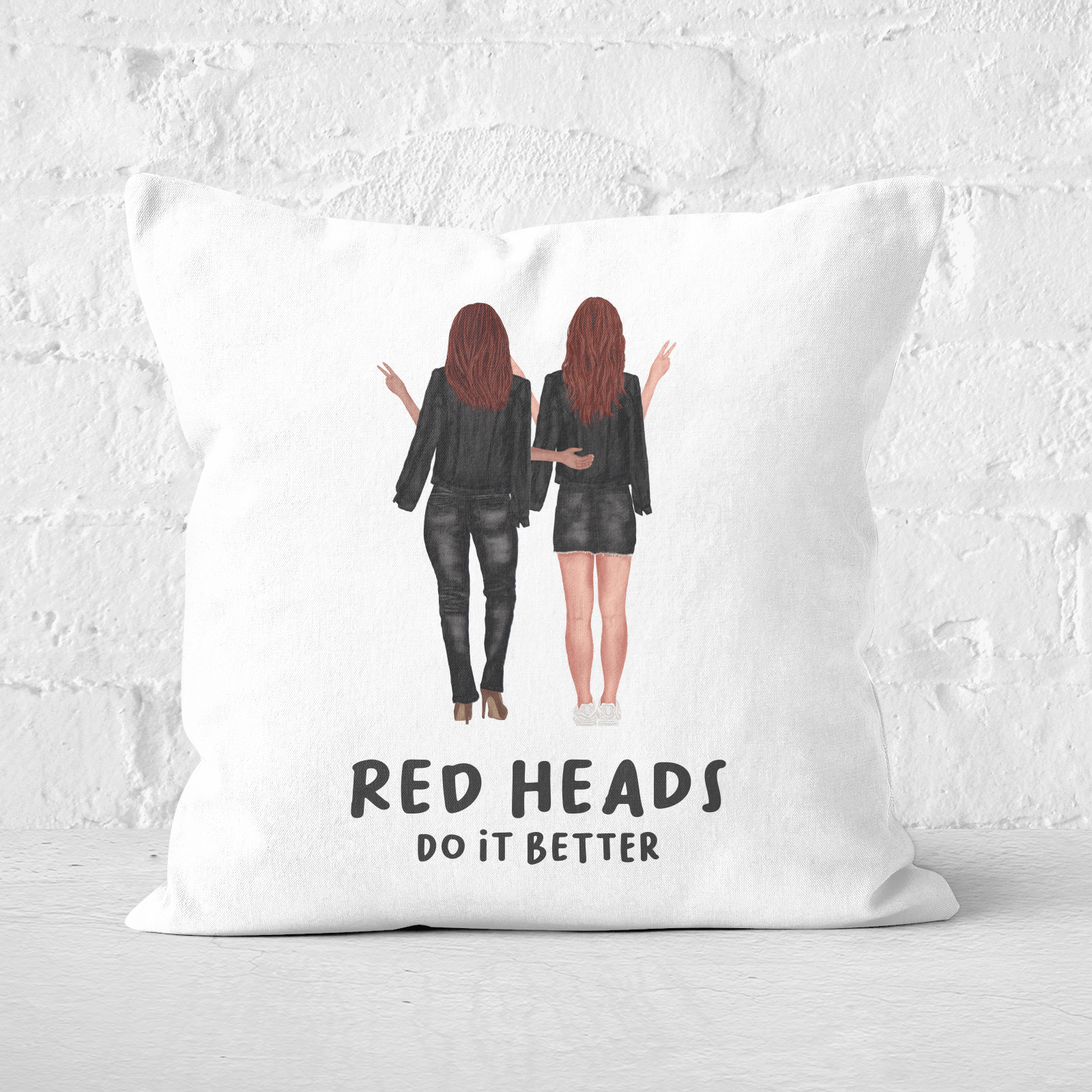 Pressed Flowers Red Heads Do It Better Square Cushion - 60x60cm - Soft Touch